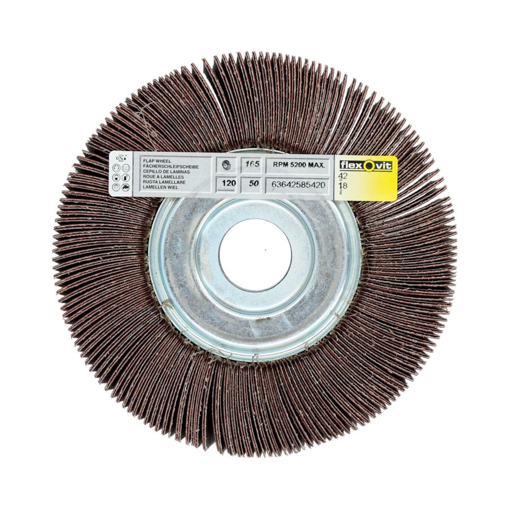 Lamellenschleifrad mit Flansch 165x50x30mm K120 Flexovit SPEEDOFLEX für präzises Schleifen