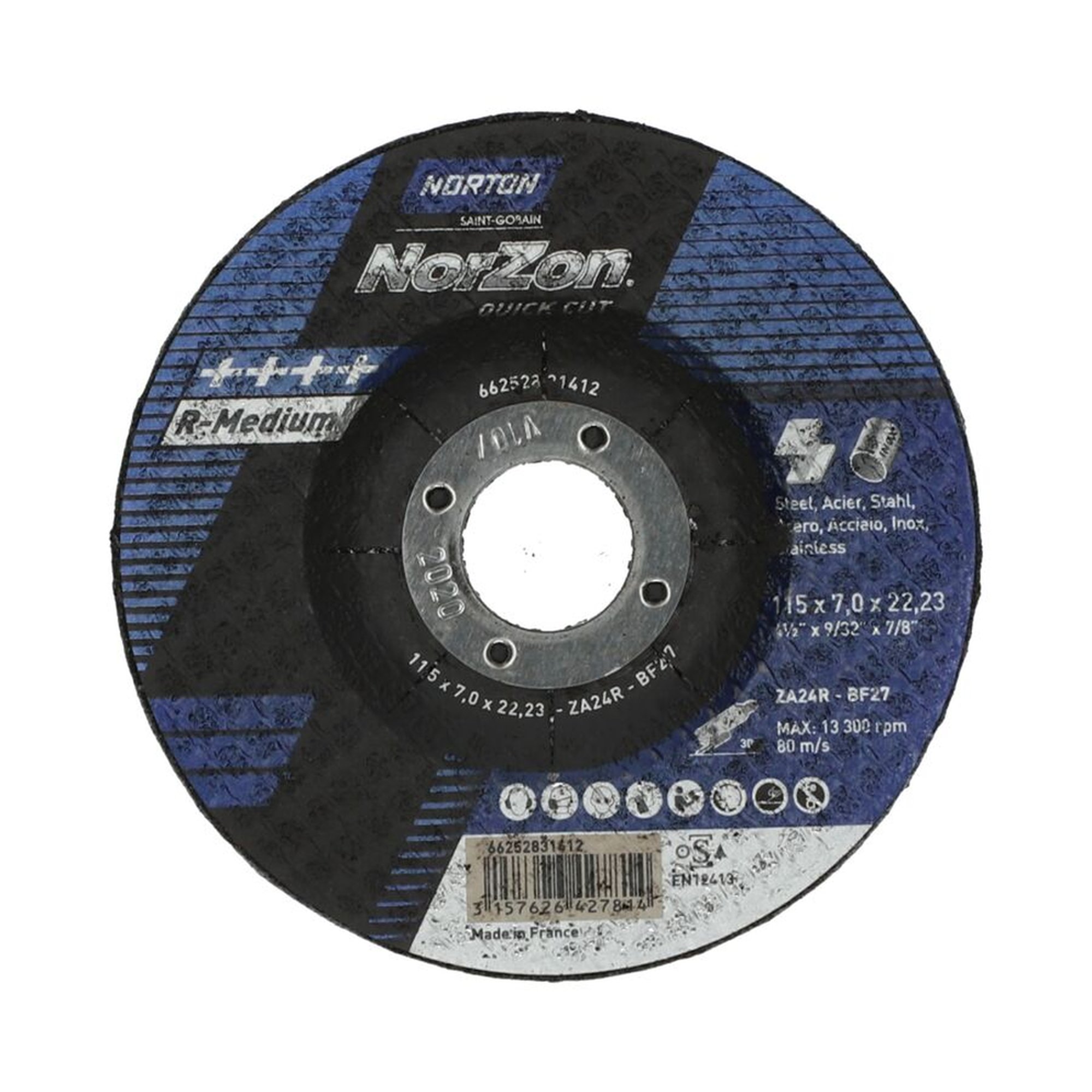 25 x Norton NORZON QUICK CUT Schruppscheibe Metall/Inox 115x7x22.23mm