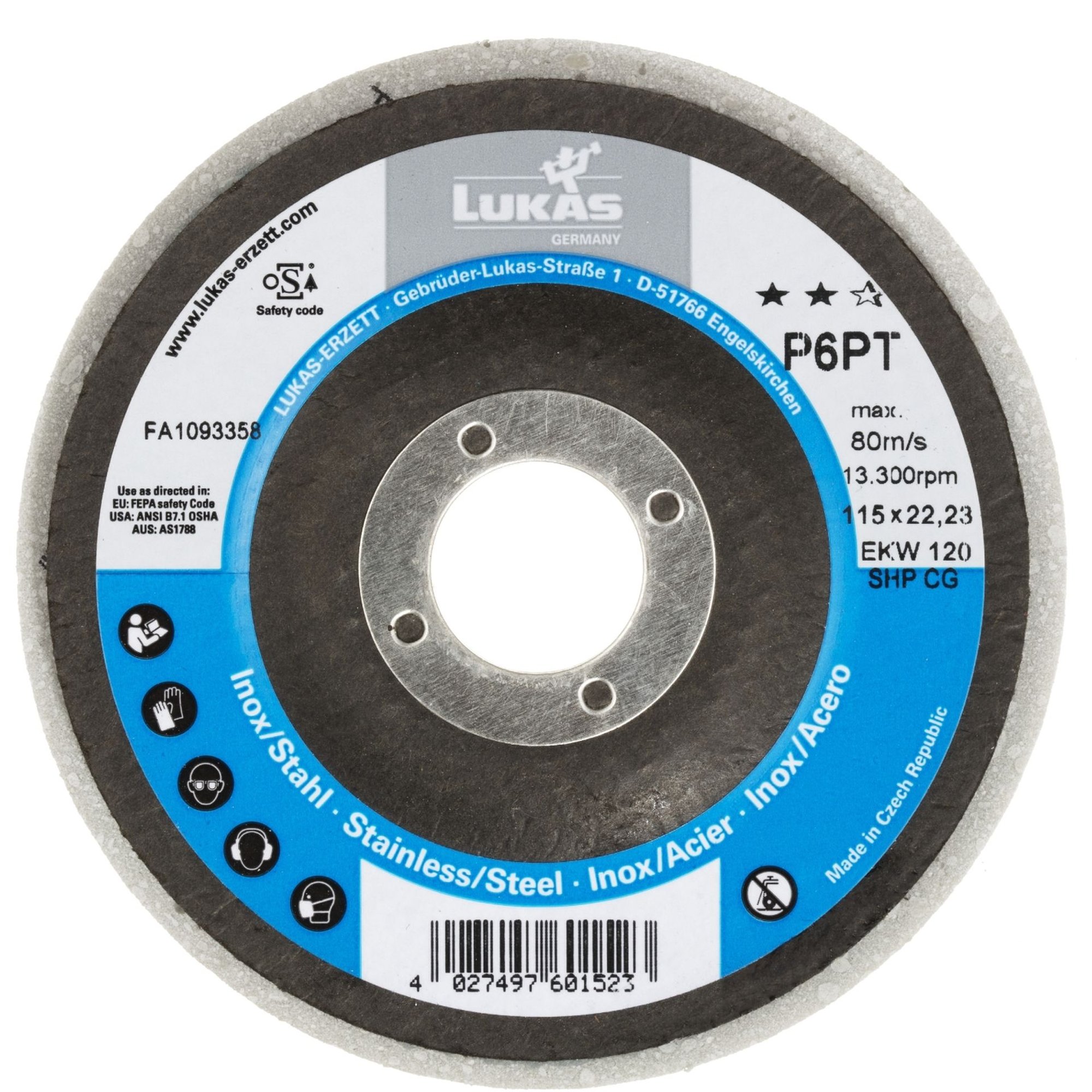 5x LUKAS Polierteller P6PT Ø 115 mm fein für Winkelschleifer flach Kompaktkorn