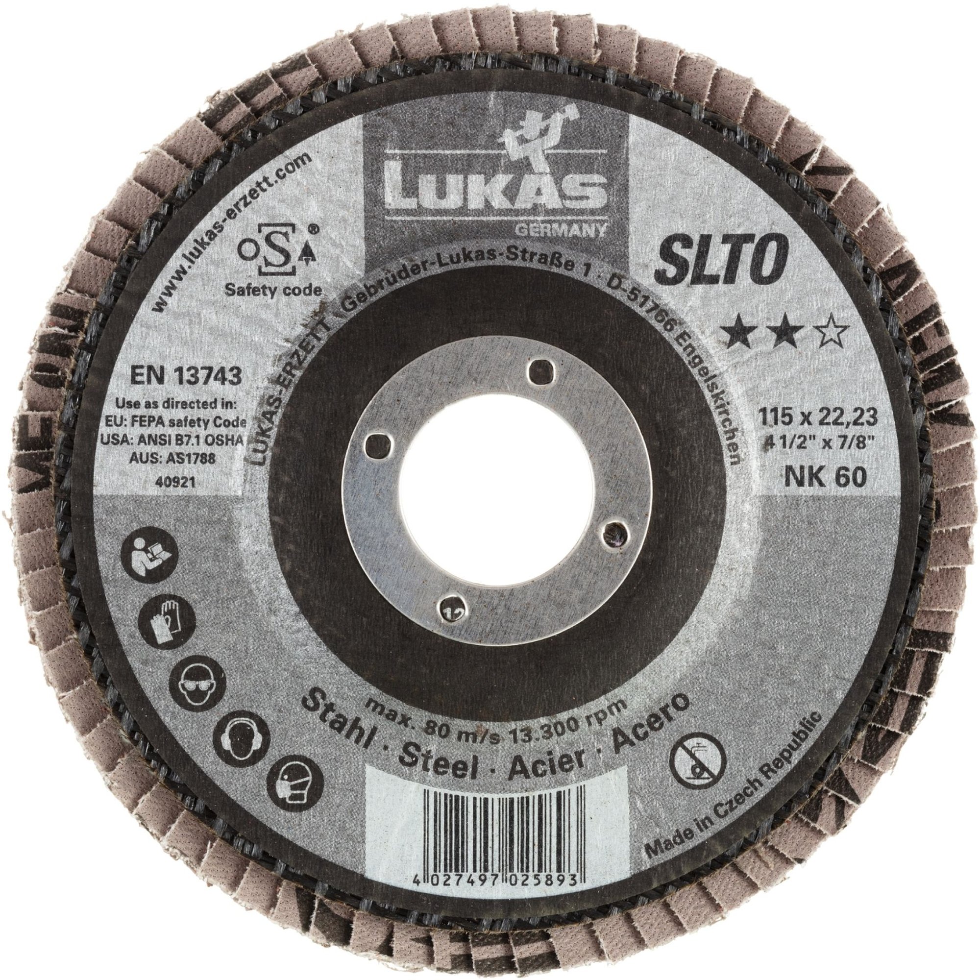 10x LUKAS Fächerscheibe Fächerscheiben Schleifscheibe SLTR Ø 125 mm Korn 80