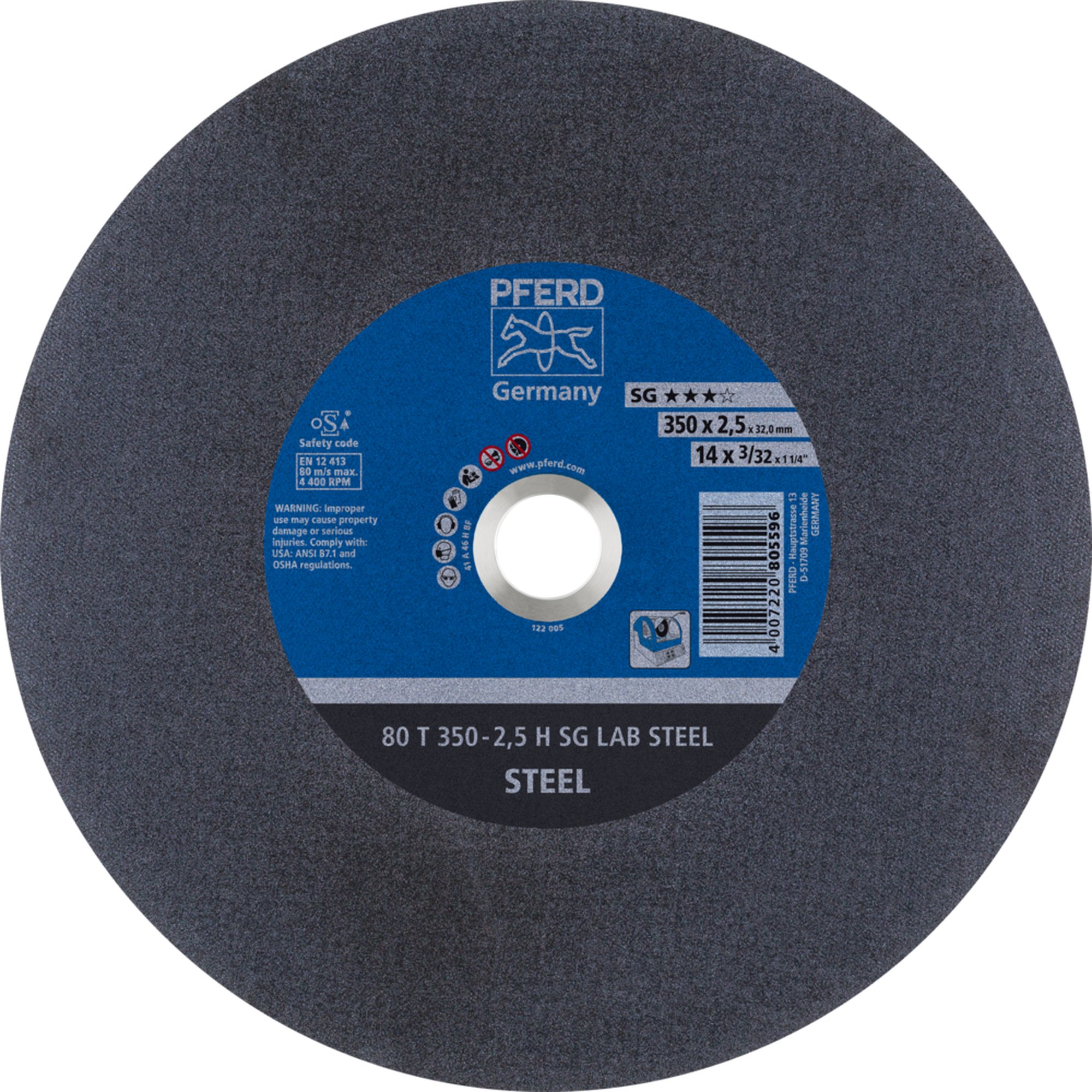 10 x PFERD Trennscheibe LABOR 80 T 350-2,5 H SG LAB STEEL/32,0