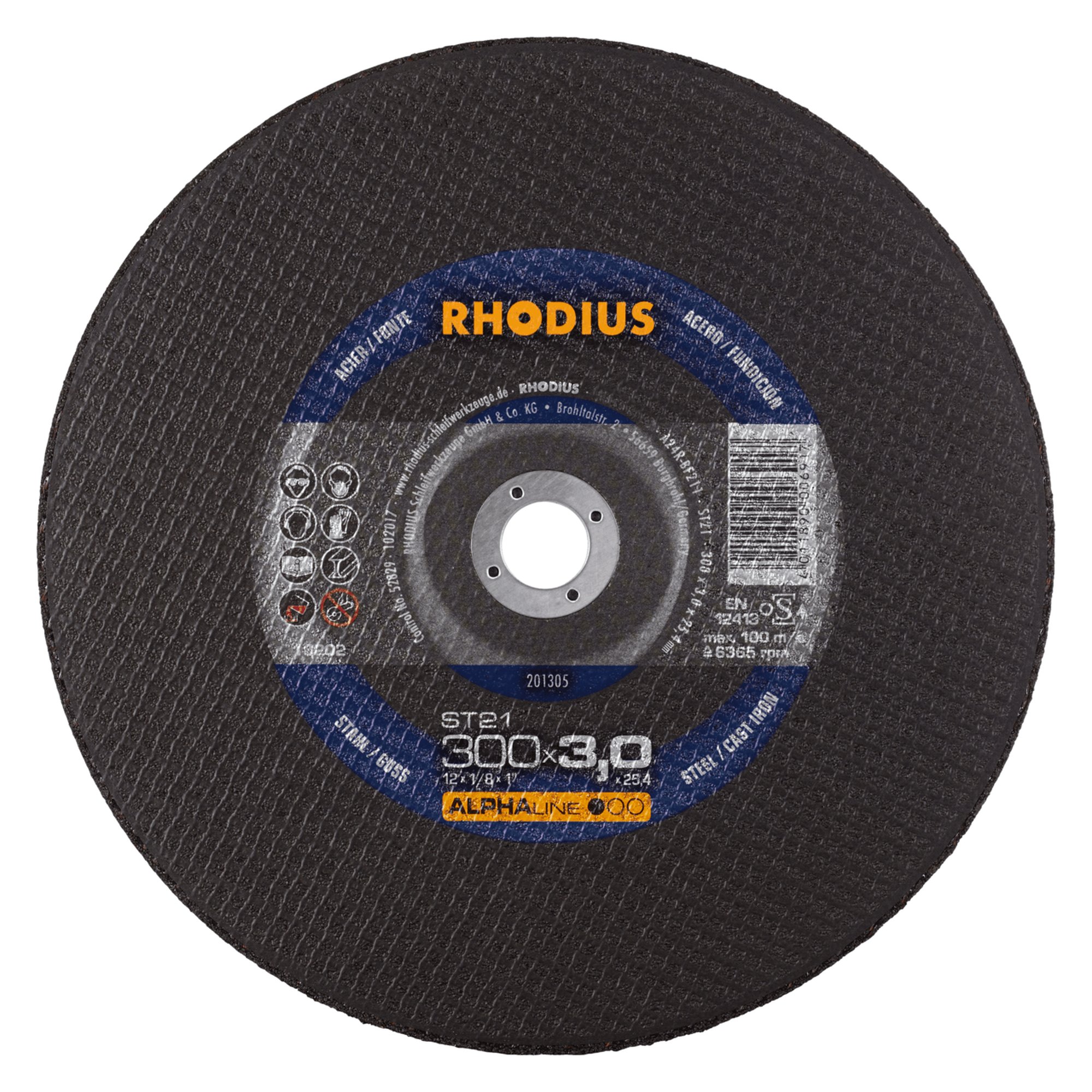 10 x RHODIUS Stationäre Trennscheibe ST21 Ø 300 mm