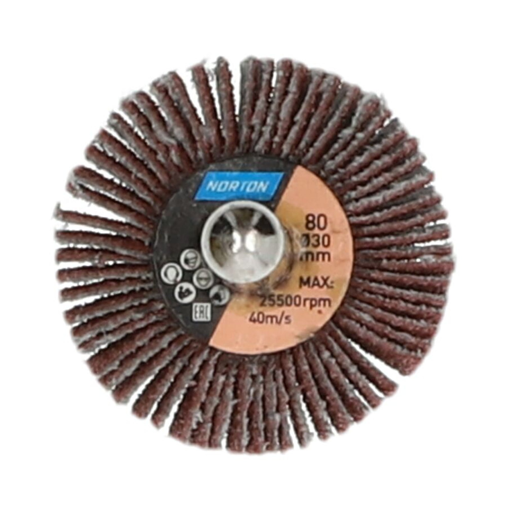 10 x Norton Fächerschleifer Schleifmop mit Schaft 30x10x6 R207 80 Korn