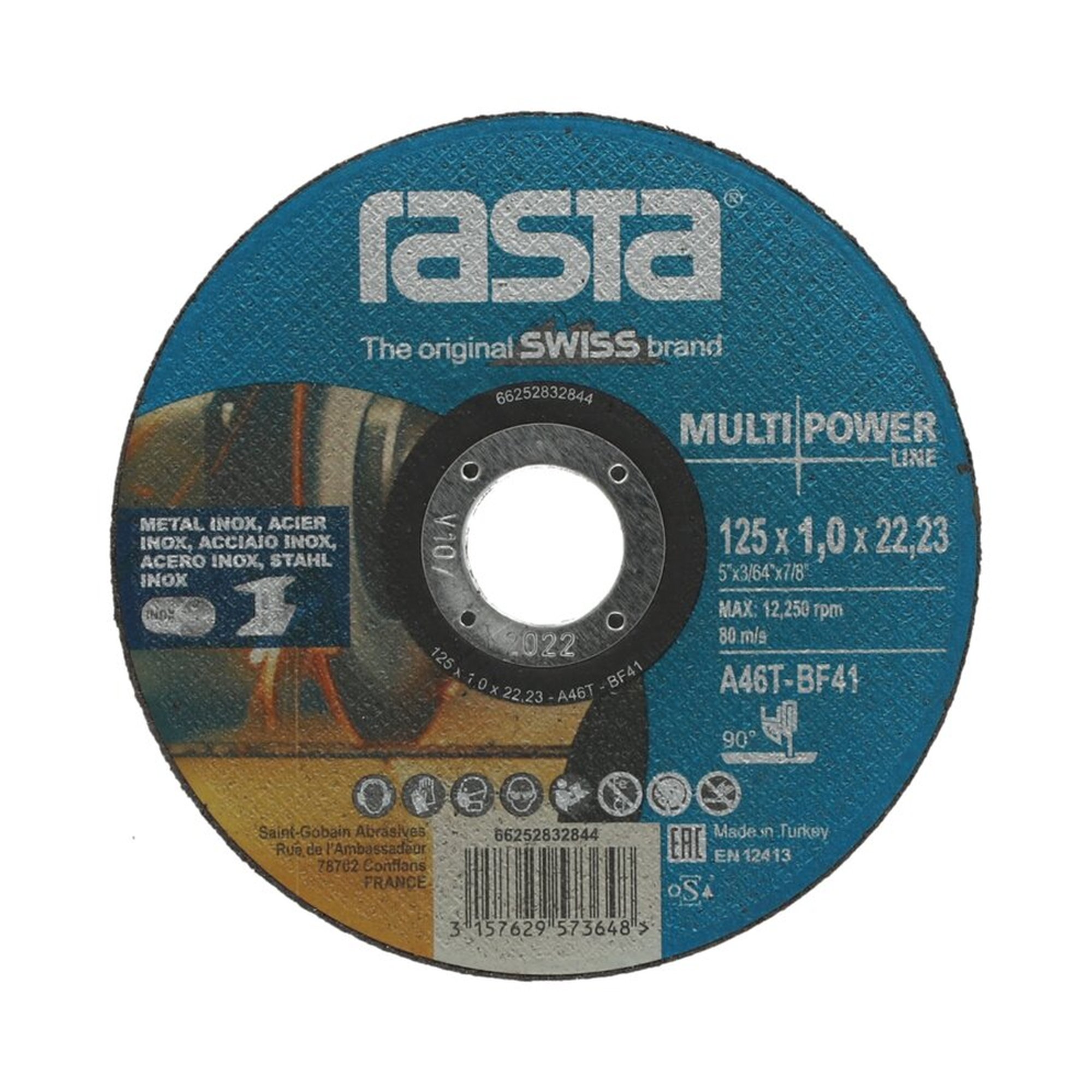 5000 x Norton Trennscheibe für Metall/Inox 125x1x22.23mm, ultradünn, Rasta MULTI-MATERIAL