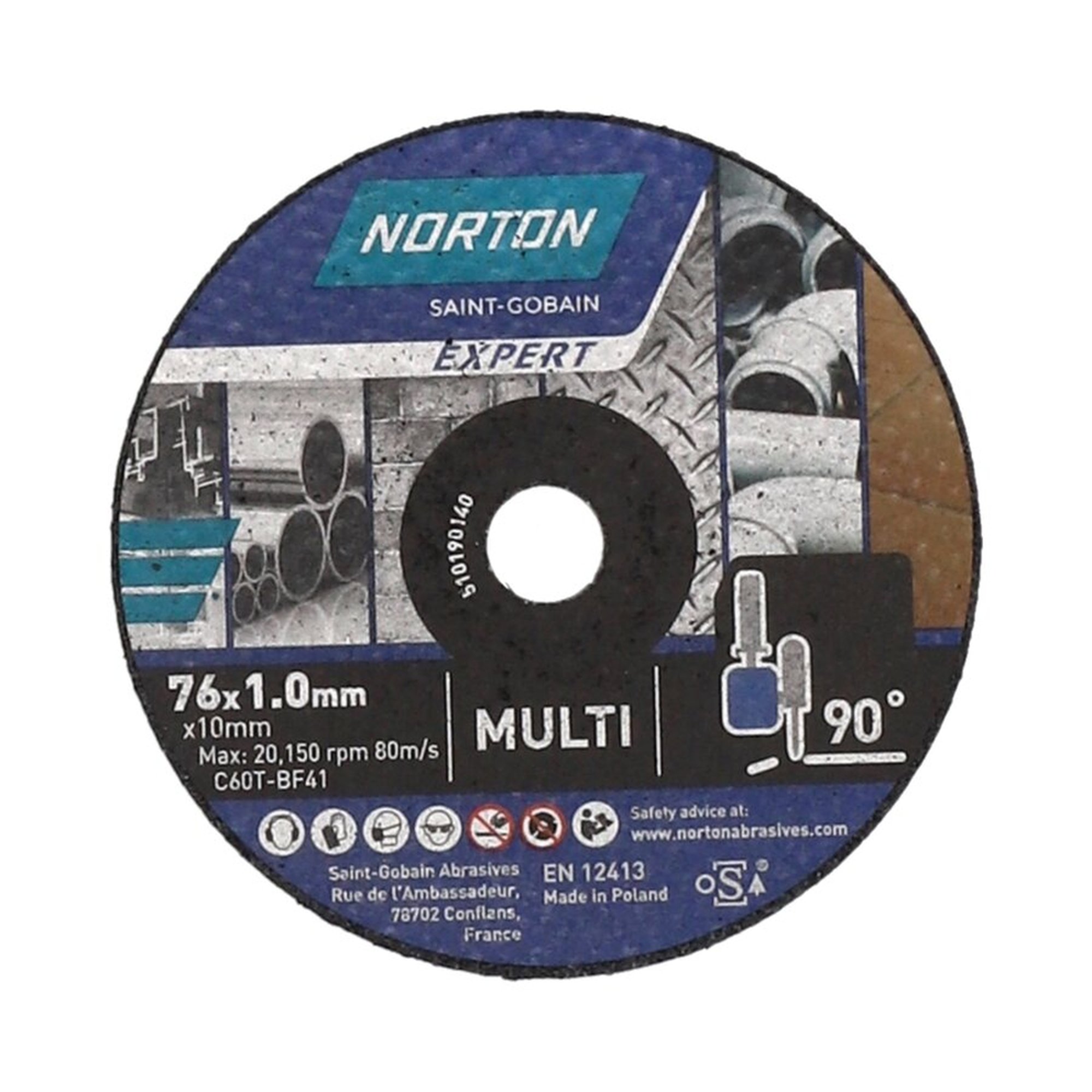 25 x Norton EXPERT Trennscheibe 76x1x10mm - Mehrzweck, 41 Stück, robust und vielseitig
