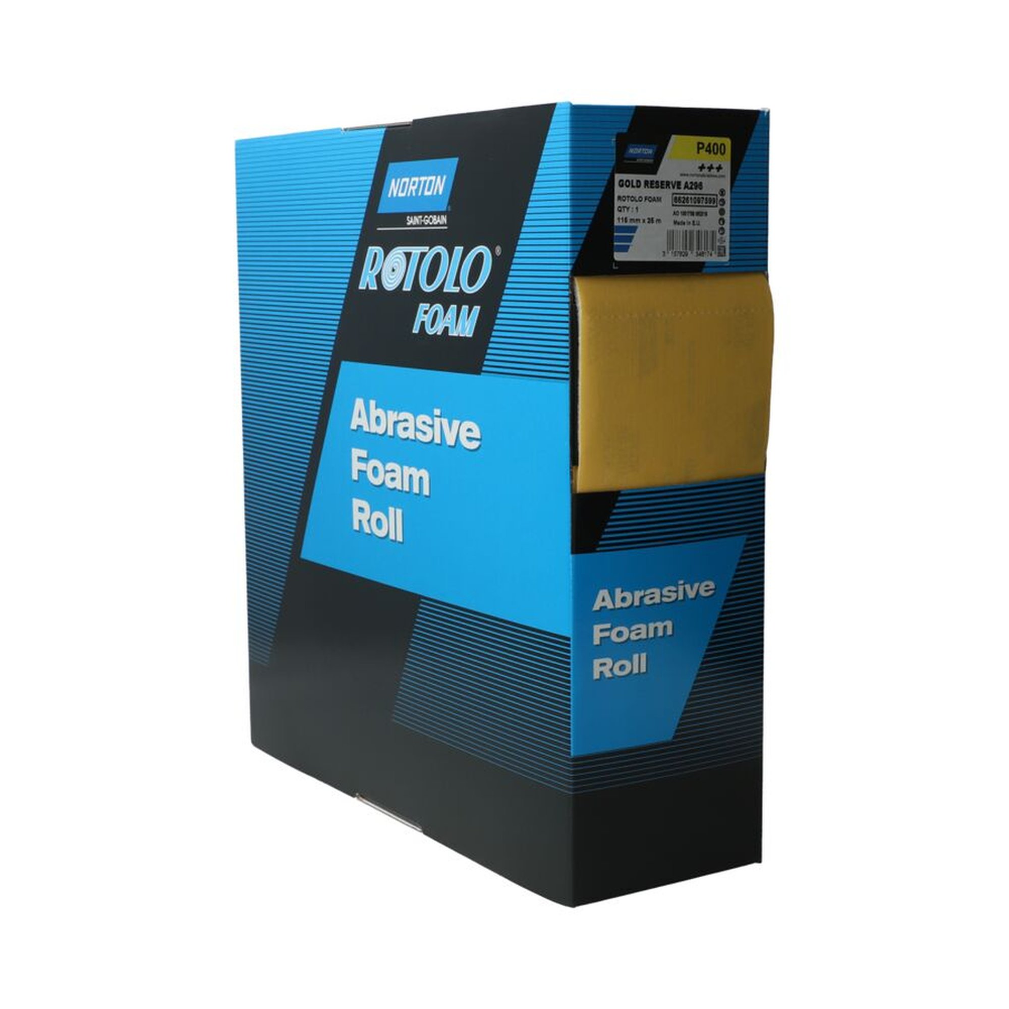 2 x Norton Schleifrolle Schaumstoff | 115 mm x 25 m A296 400 Weiß | Hochwertig