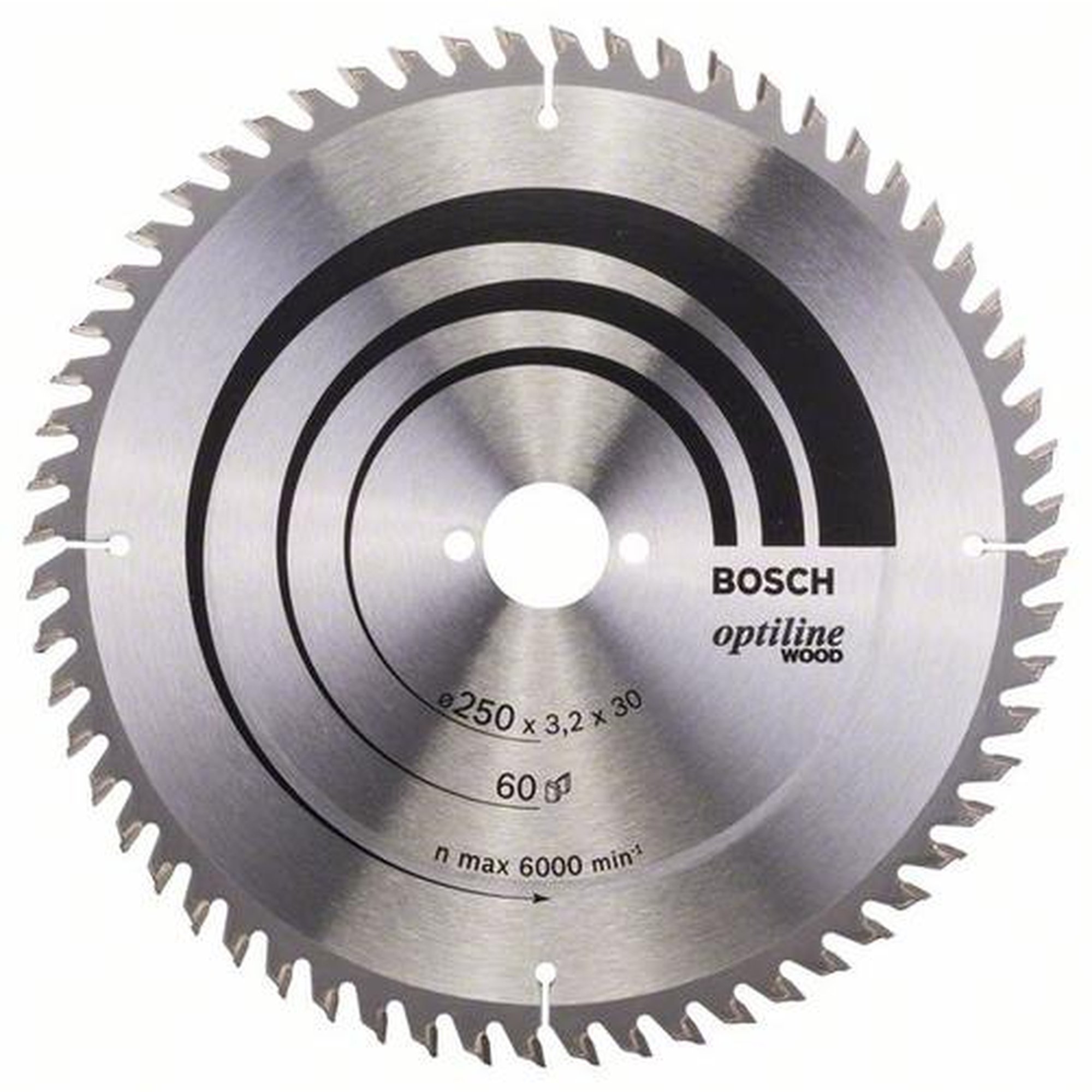 BOSCH Kreissägeblatt Optiline Holz für Tischkreissägen, Ø 250 mm, 60 Zähne