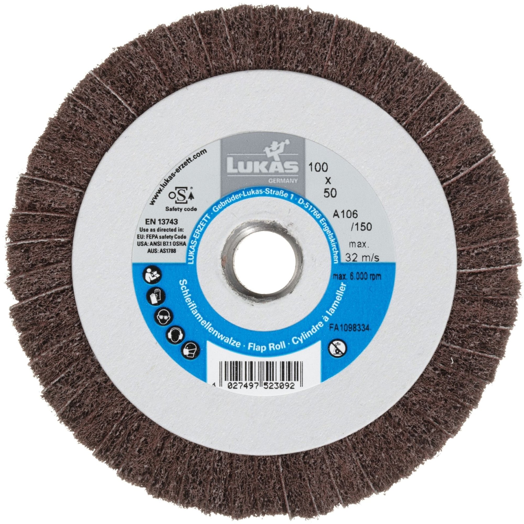 2x LUKAS Schleifwalze Satinierwalze LWM universal 100x50 mm  M14 | Korn 106/150