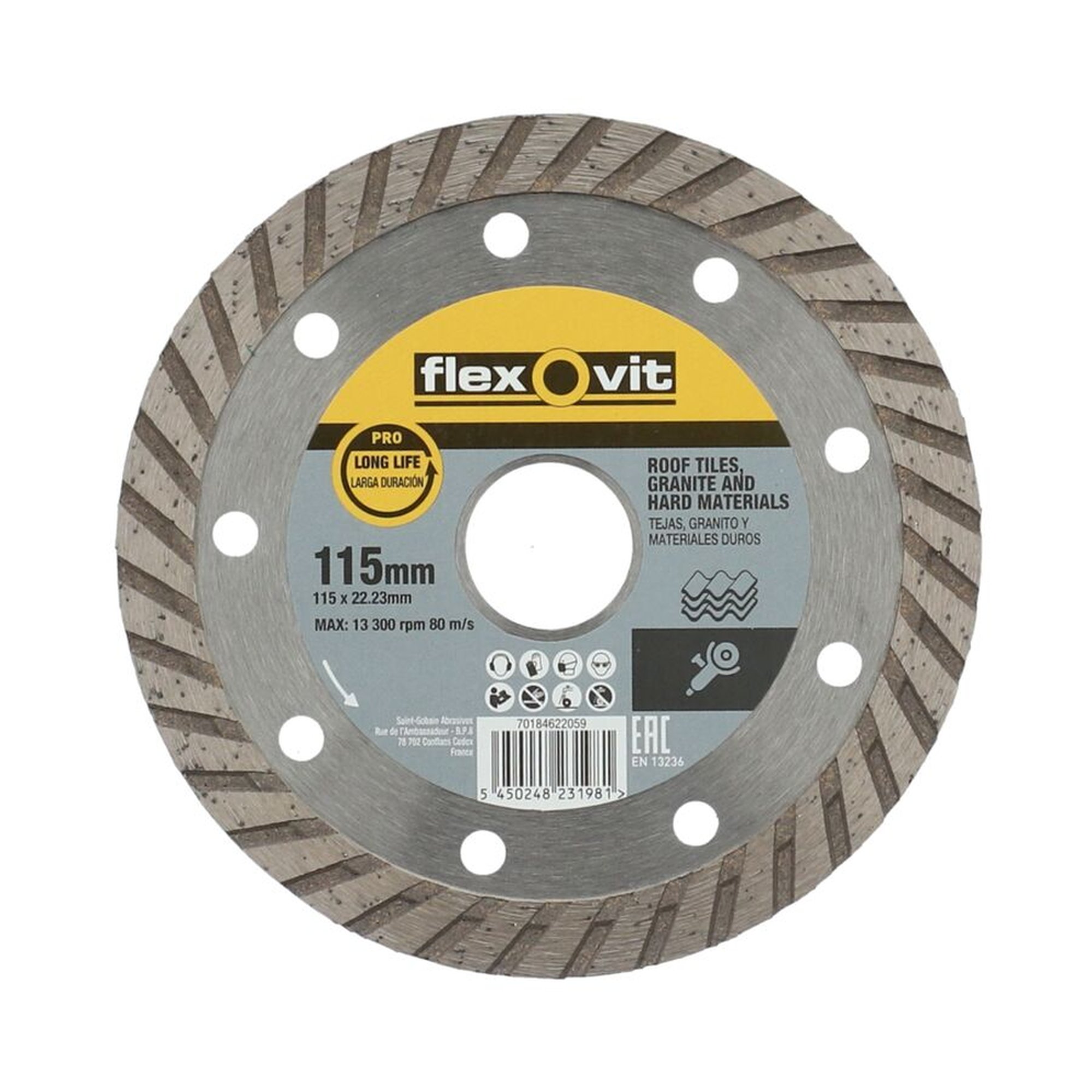 Norton Diamantscheibe 115x22.23mm Flexovit CR Turbo Pro für präzises Schneiden