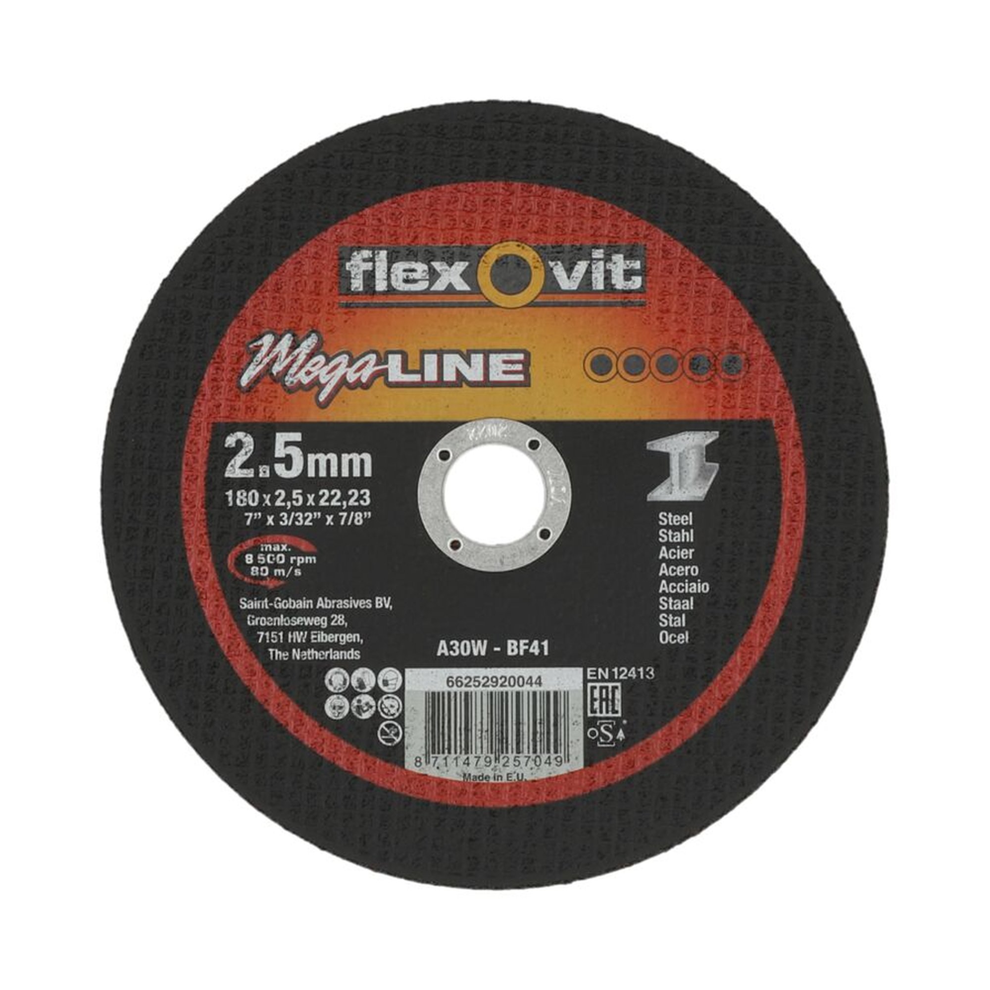 25 x Norton Trennscheibe für Metall 180x2.5x22.23mm Flexovit MEGA-LINE