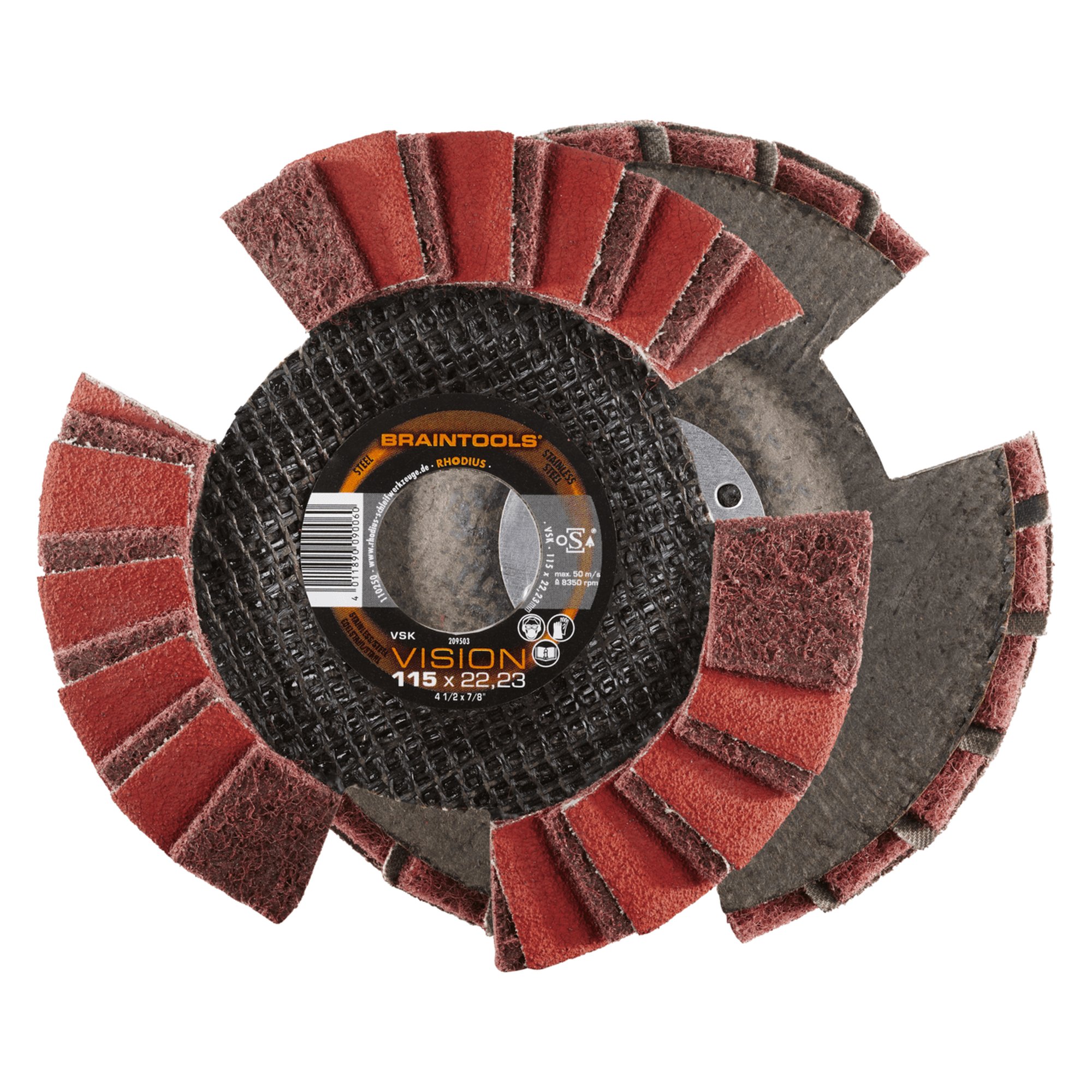 10 x RHODIUS Fächerschleifscheibe Fächerscheibe VSK VISION Ø 115 mm