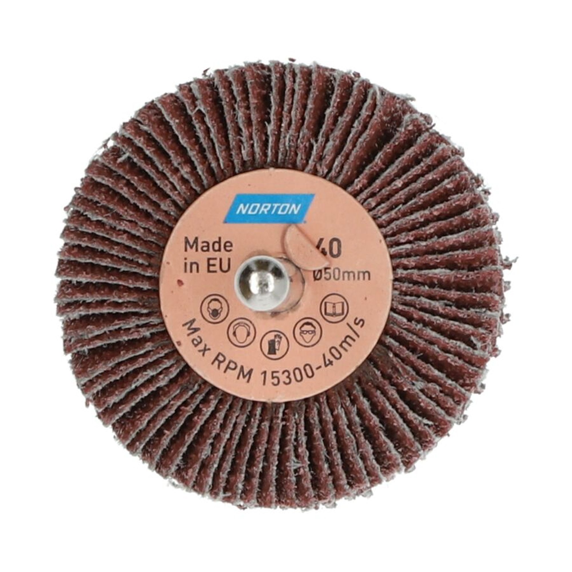 10 x Norton Fächerschleifer Schleifmop mit Schaft 50x30x6 R207 Korn 40