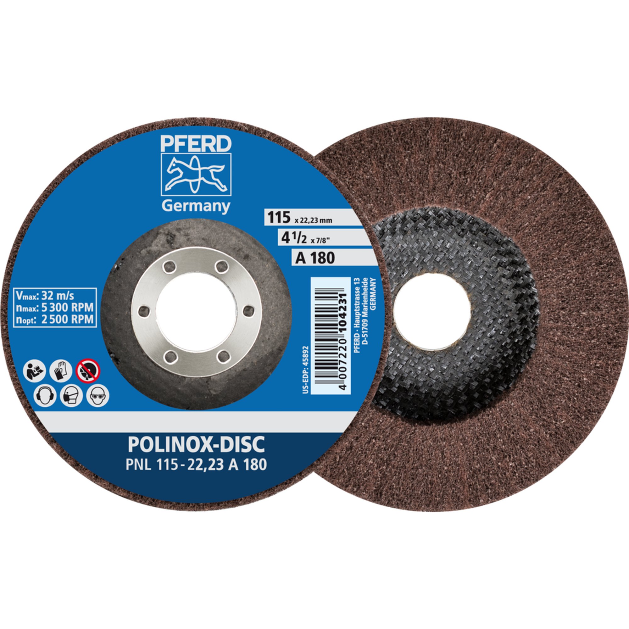 5 x PFERD POLINOX-Schleifdisc PNL 115-22,23 A 180