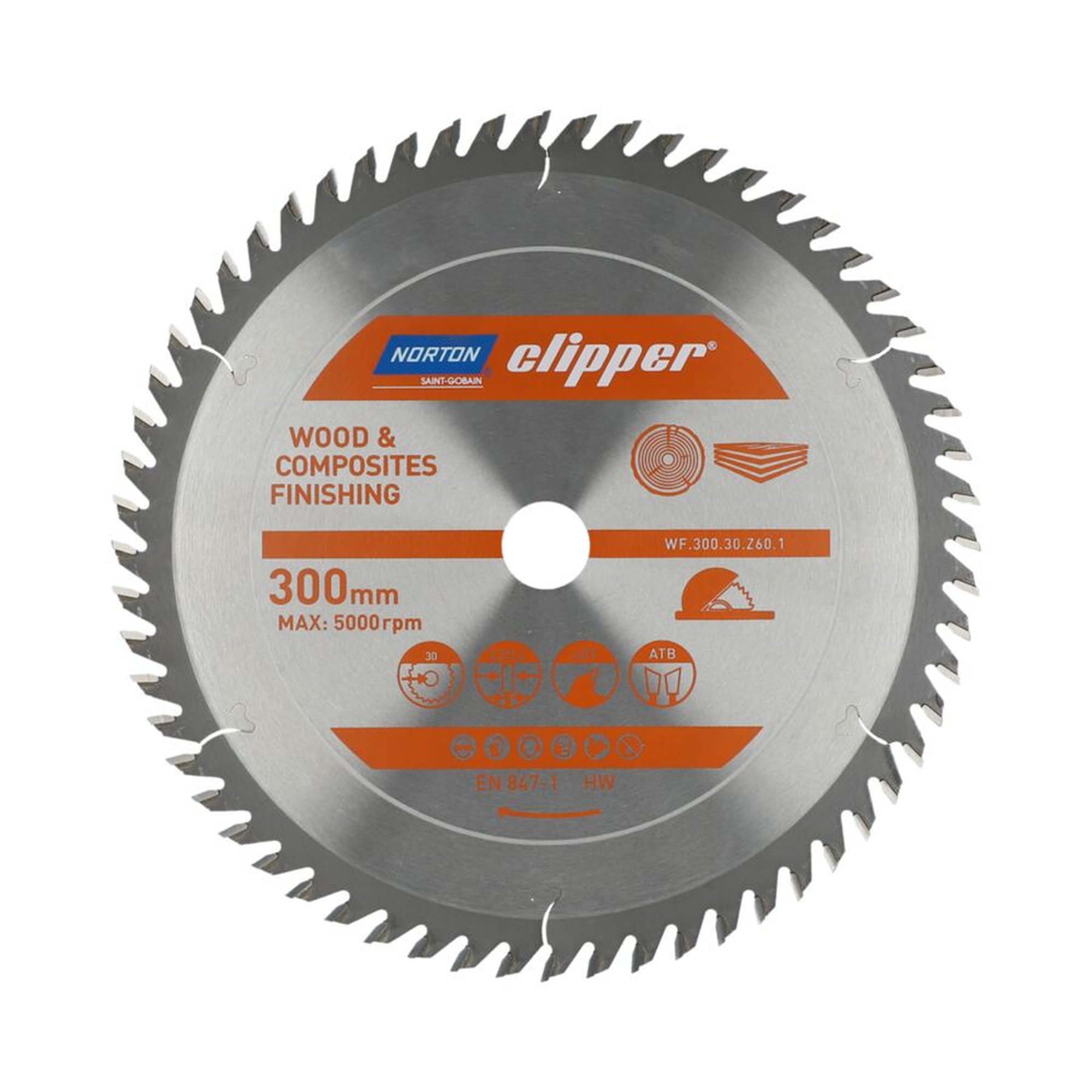 Norton Clipper TCT-Sägeblatt 300x3.2mm für Holzveredelung, 30mm Bohrung