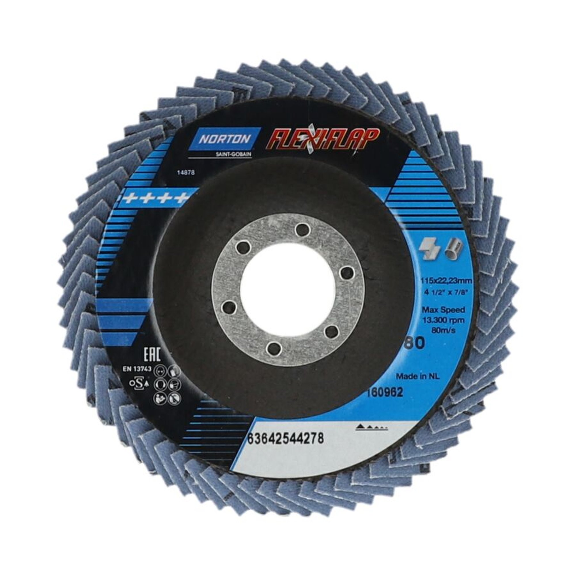 10 x Norton Fächerschleifscheiben 115x22mm K80 - Hochwertige Schleifmittel für Profis