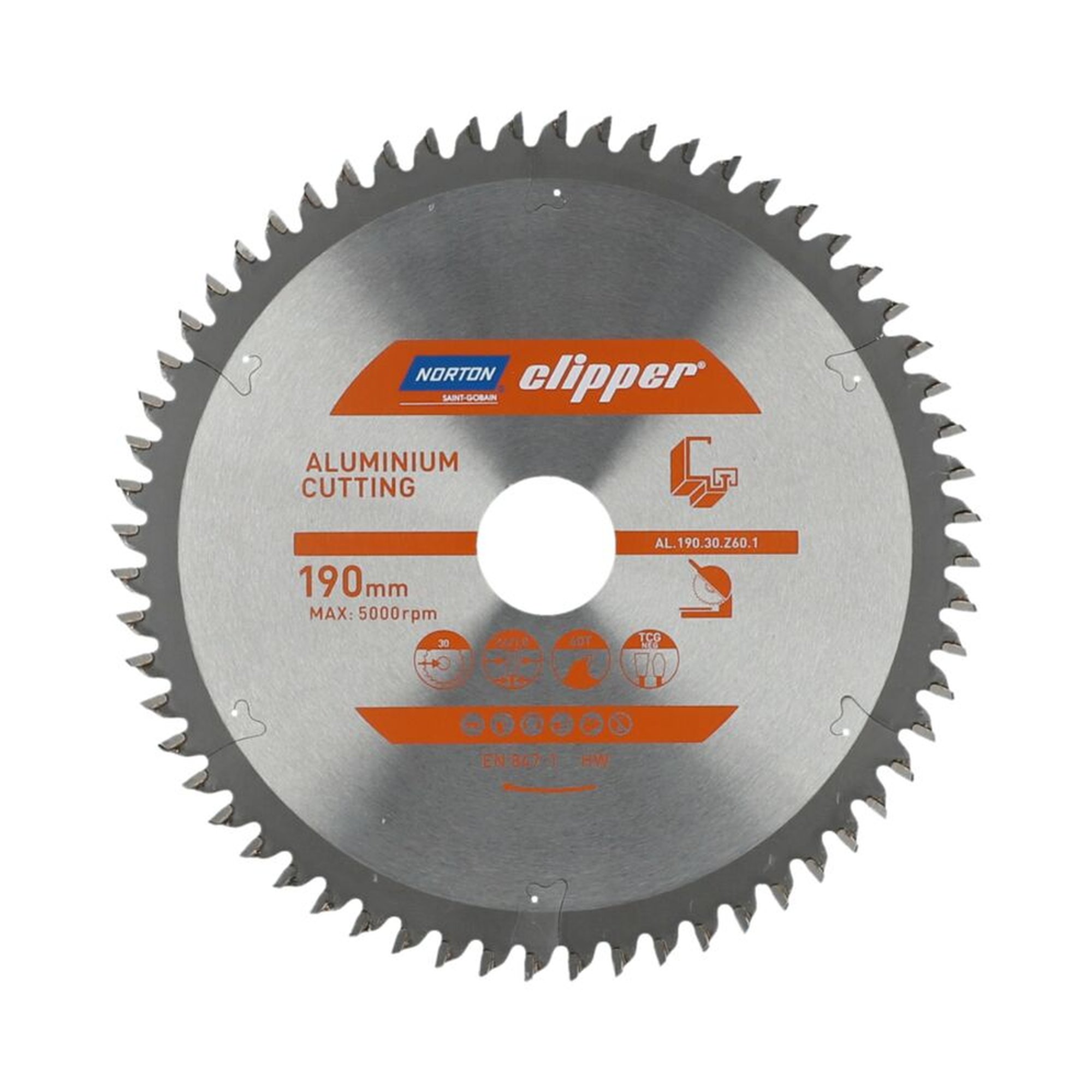 Norton Clipper TCT-Sägeblatt 190x2.6mm für Aluminium, 30mm Bohrung