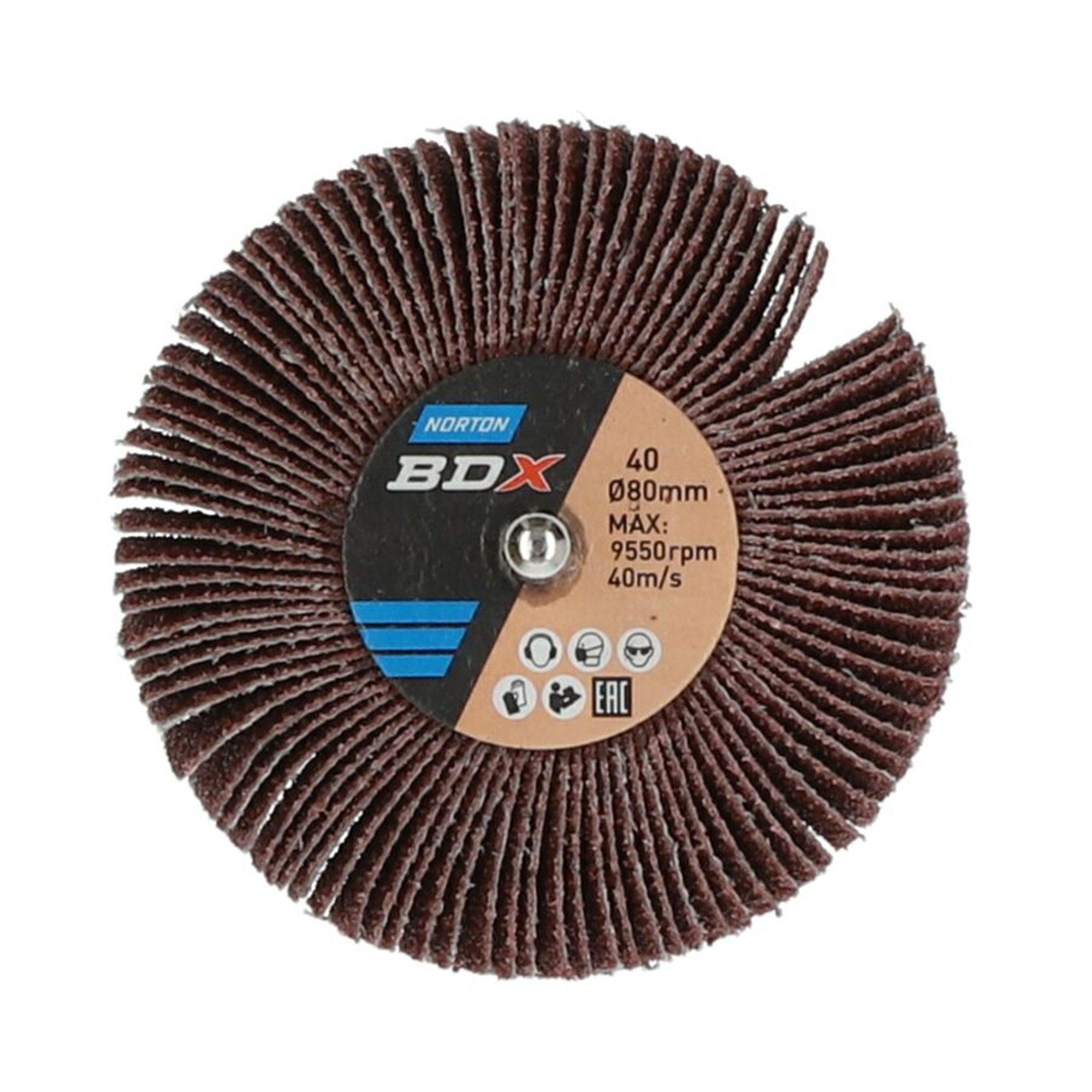 10 x Norton Fächerschleifer Schleifmop mit Schaft 80x30x6 R207 Korn 40