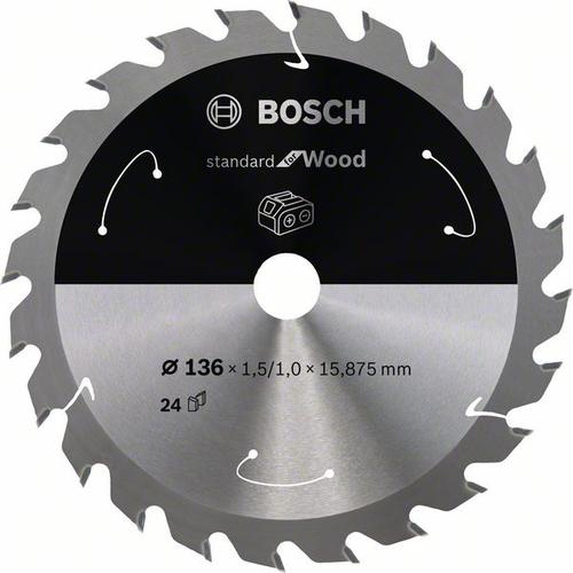 BOSCH Akku-Kreissägeblatt Standard für Holz, Ø  136  mm,  24 Zähne