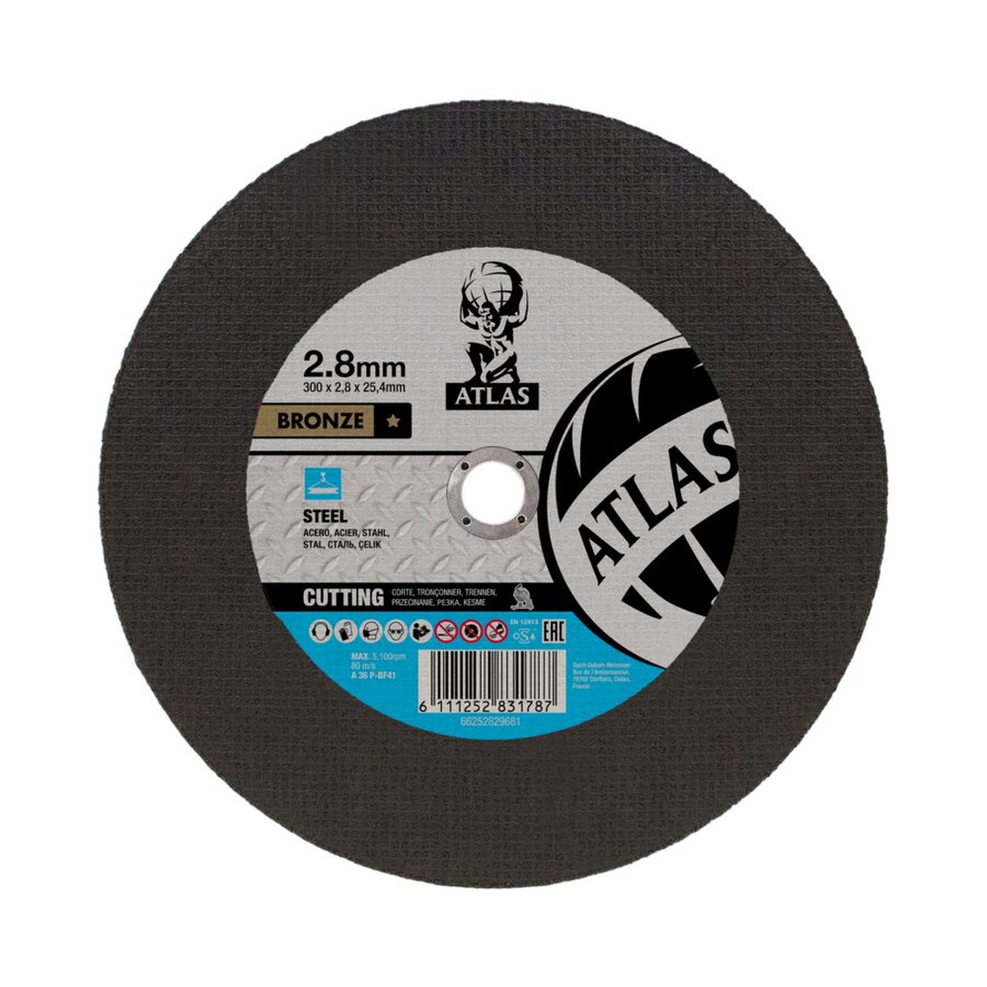 500 x Norton Trennscheibe für Metall Atlas Bronze 300x2.8x25.4mm - robust & präzise