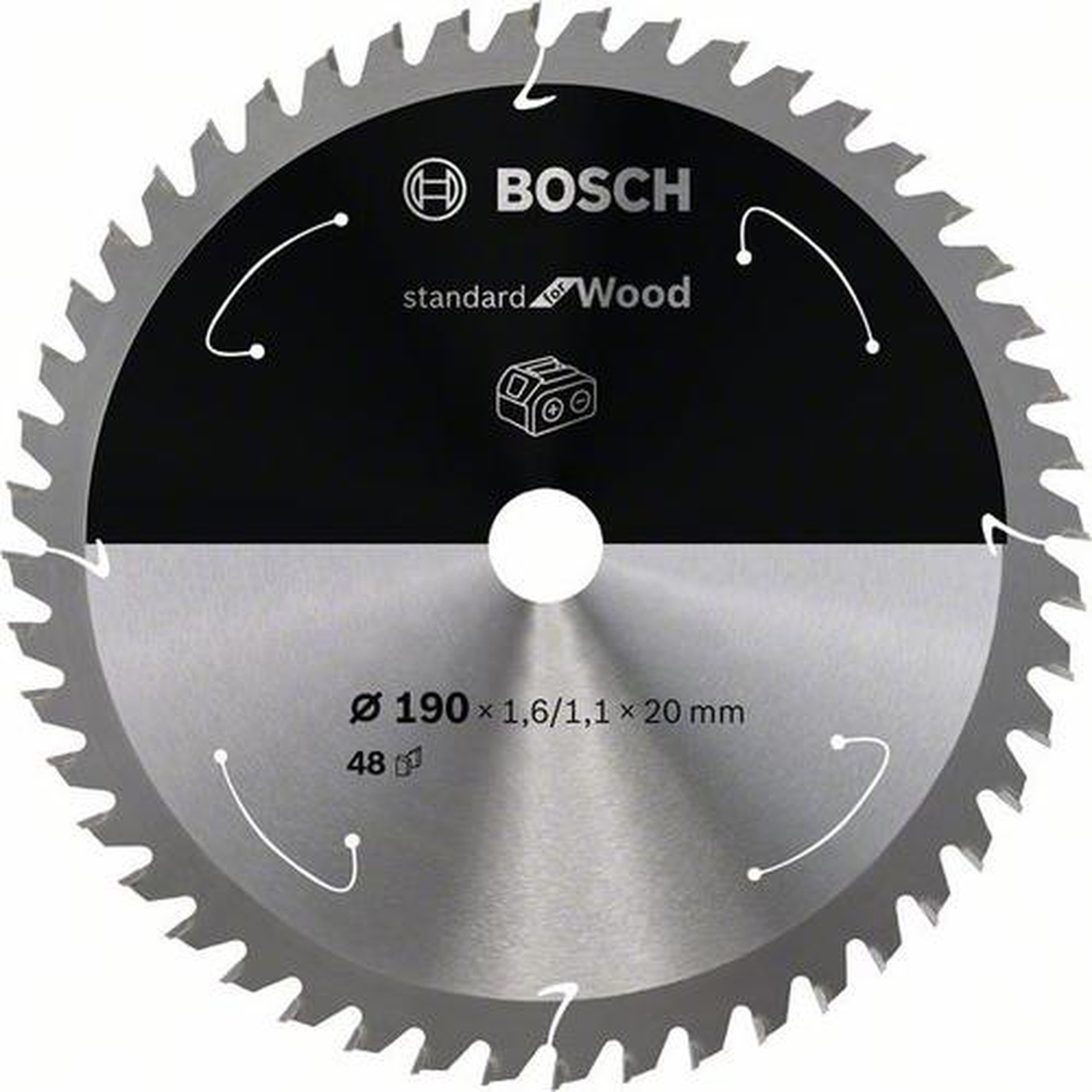 BOSCH Akku-Kreissägeblatt Standard für Holz, Ø 190 mm, 48 Zähne