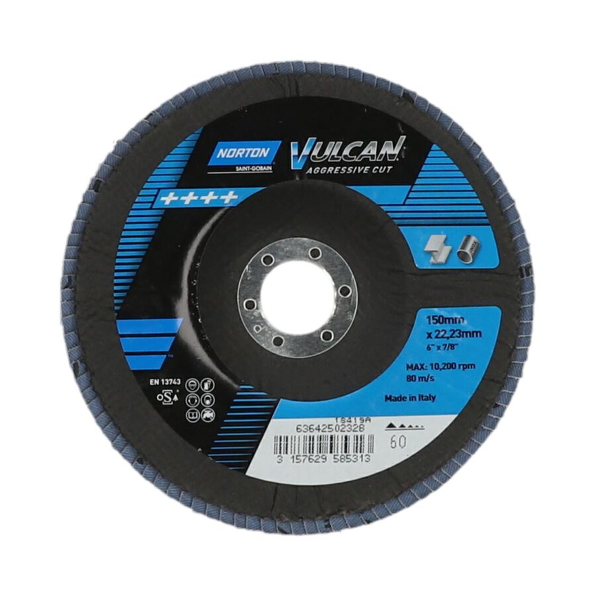 10 x Norton Fächerscheibe Schleifmopteller 150x22 R842 60 Vulcan für Metallbearbeitung