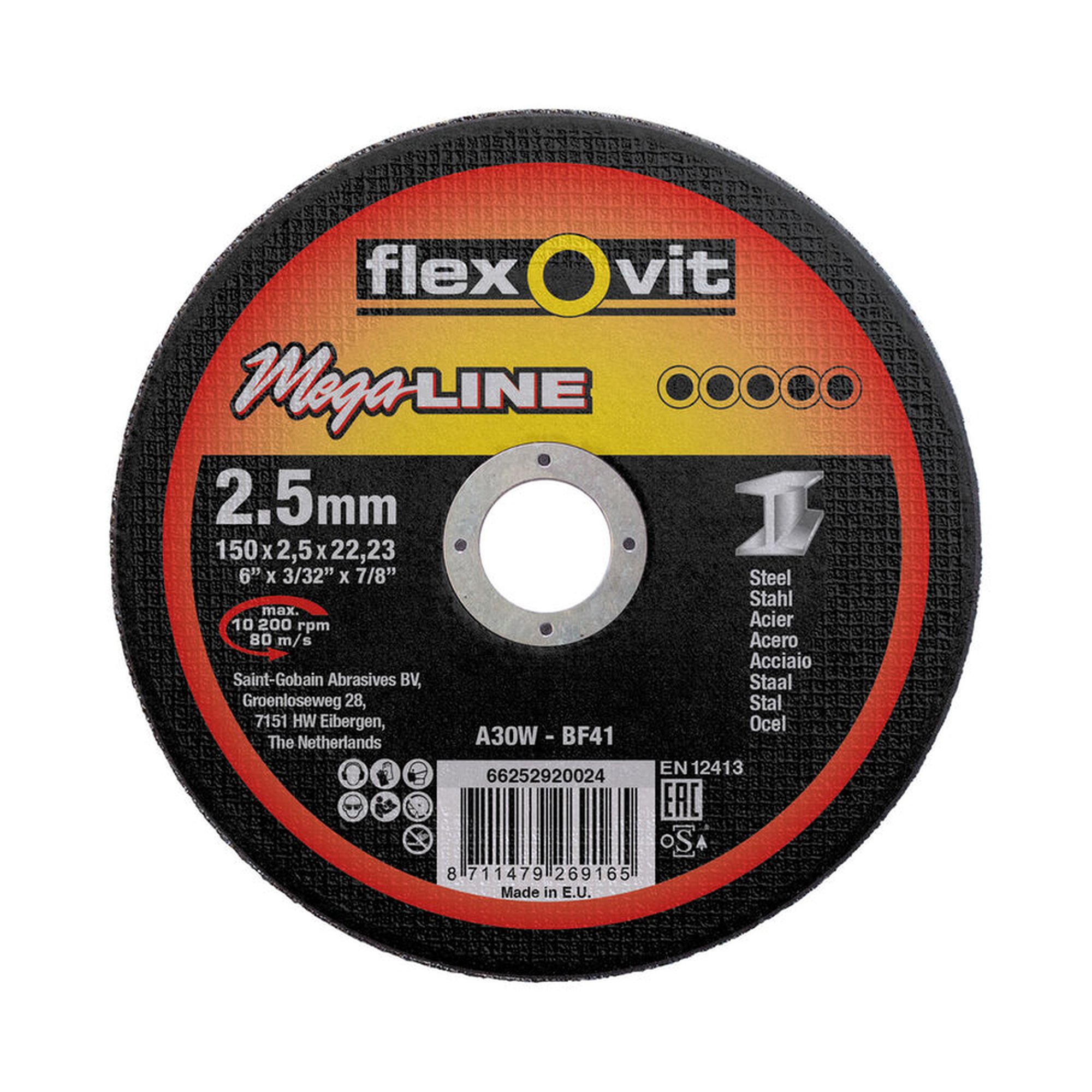 25 x Norton Trennscheibe für Metall 150x2.5x22.23mm Flexovit MEGA-LINE