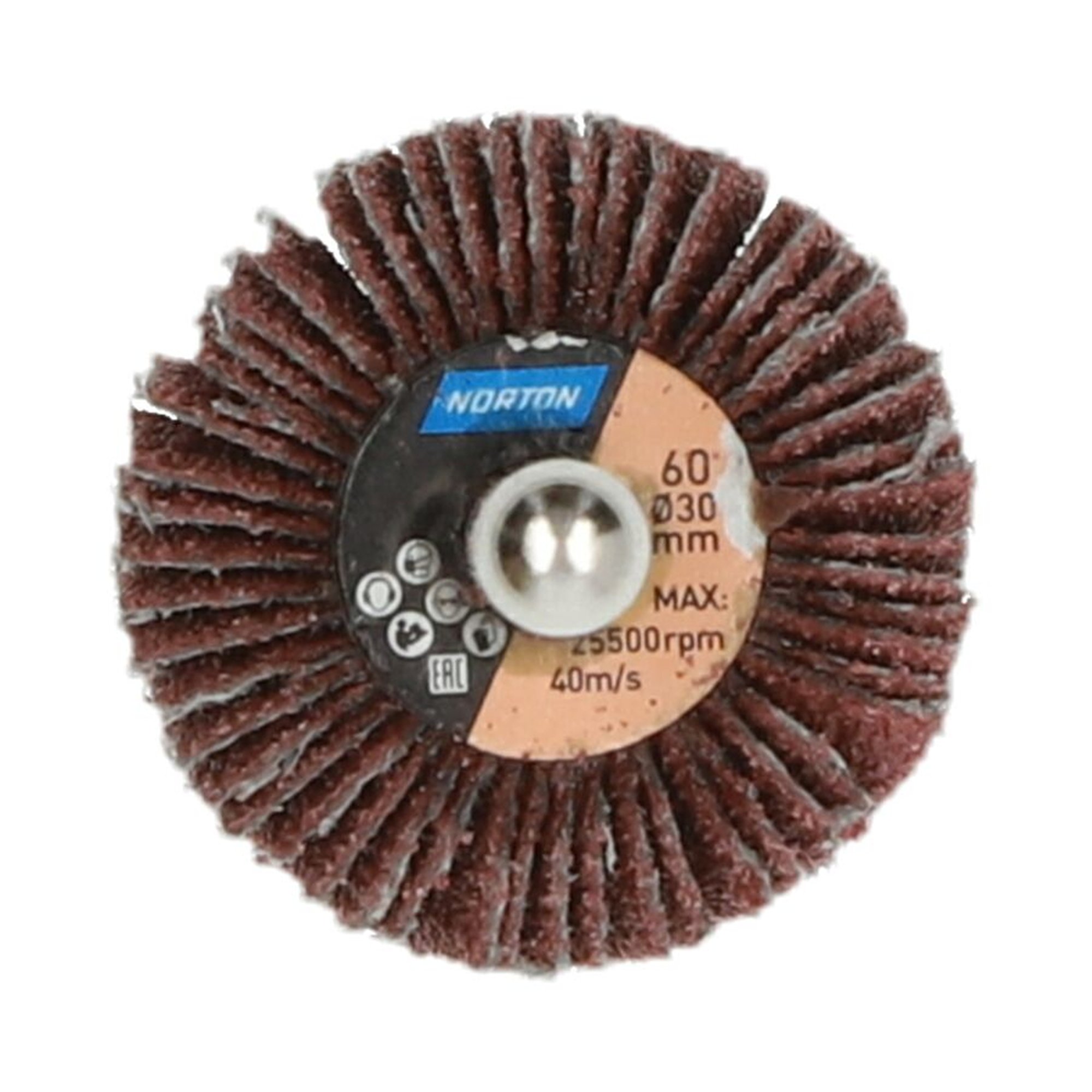 10 x Norton Fächerschleifer Schleifmop mit Schaft 30x30x6 R207 Korn 60