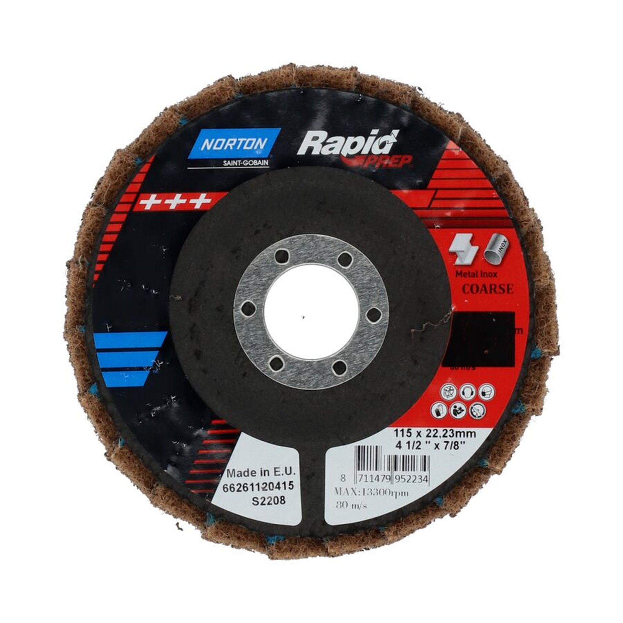 5 x Norton Vlies-Fächerscheiben 115x22mm Grob RAPID PREP - Hochwertige Schleifscheiben