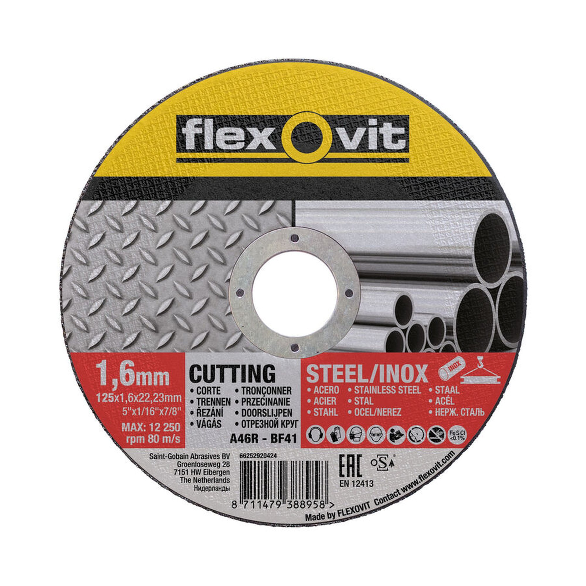 25 x Norton Trennscheibe Ultradünn Metall/Inox Flexovit 125x1.6x22.23mm