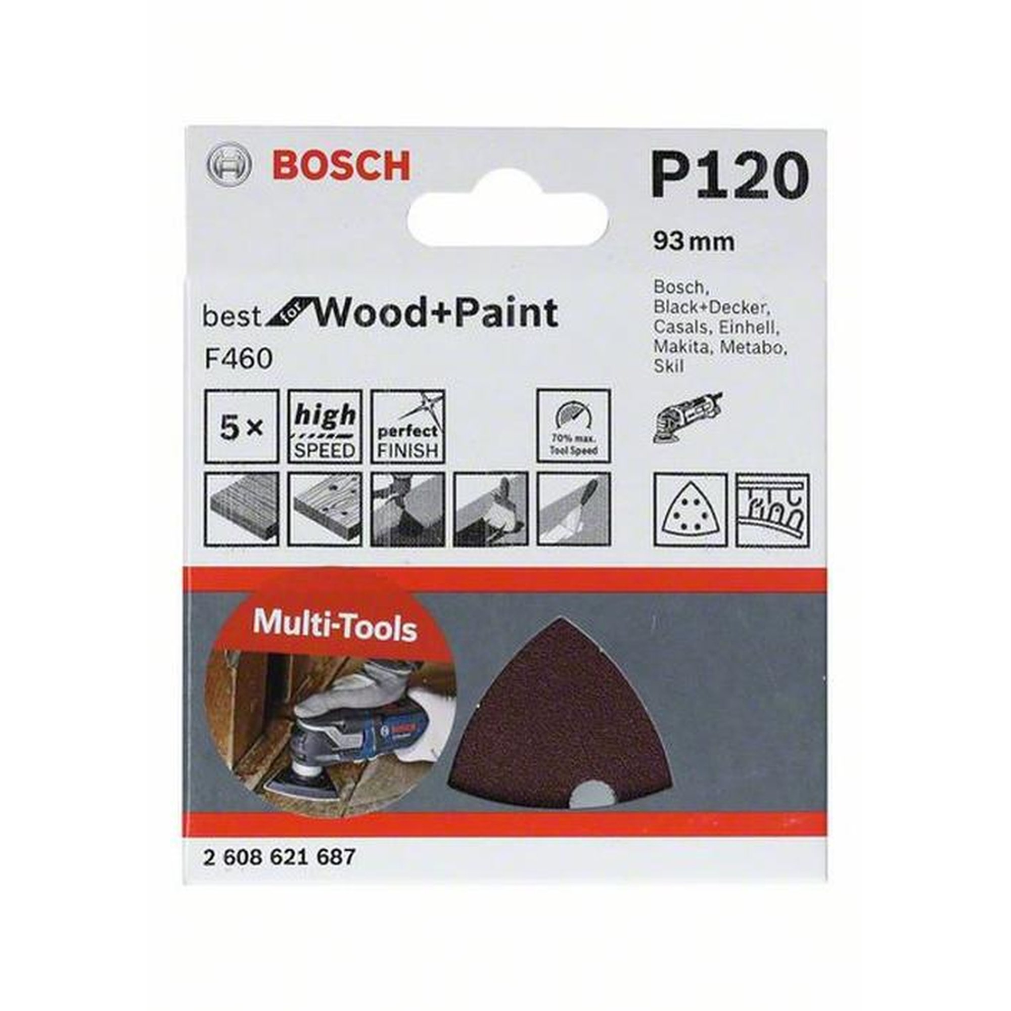 25x BOSCH Schleifblatt F460 Best für Holz und Farbe, 93 mm, 180