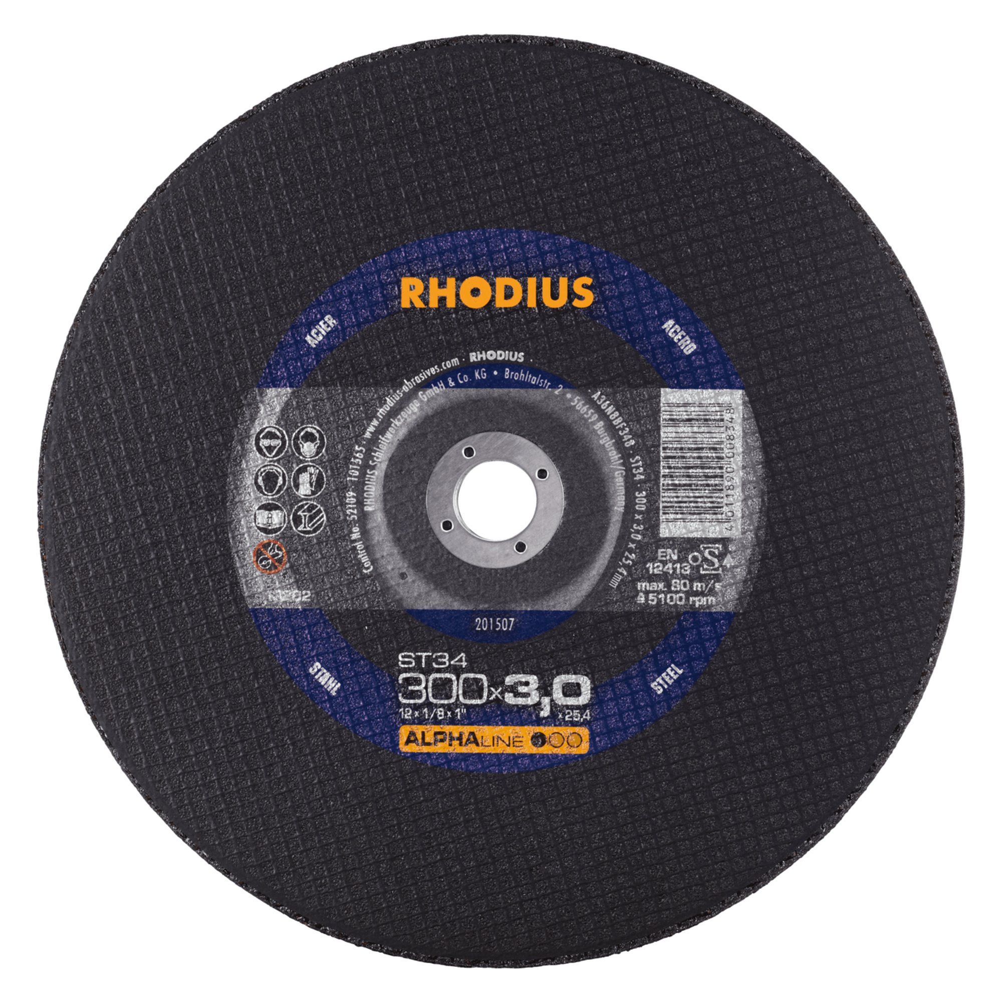 10 x RHODIUS Stationäre Trennscheibe ST34 Ø 300 mm