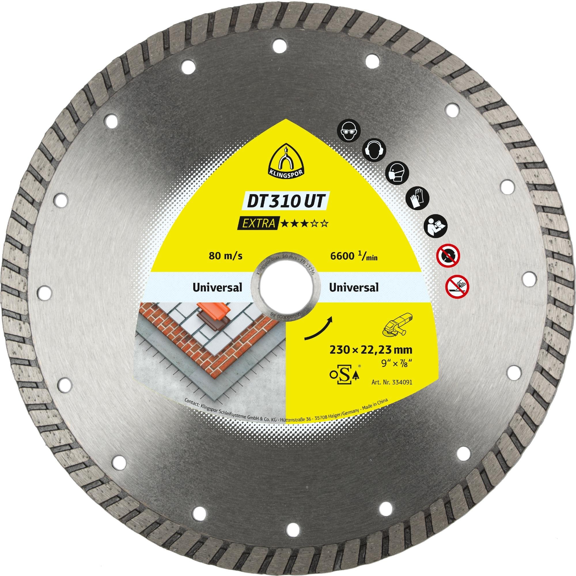 1 x Klingspor DT 310 UT Diamanttrennscheiben, 100 x 2 x 22,23 mm 2 x 10 mm, geschlossener Rand Turbo