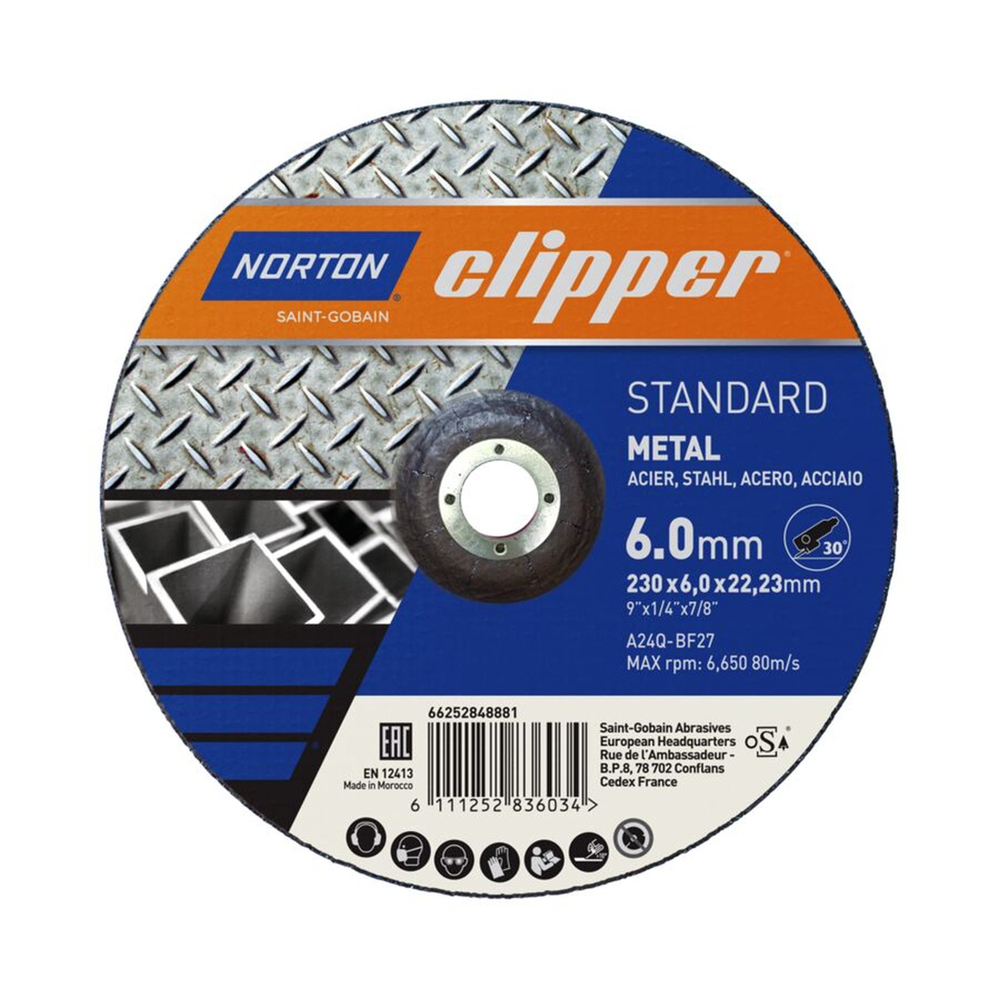 10 x Norton Gekröpfte Schruppscheibe für Metall 230x6.4x22.23mm Schruppen