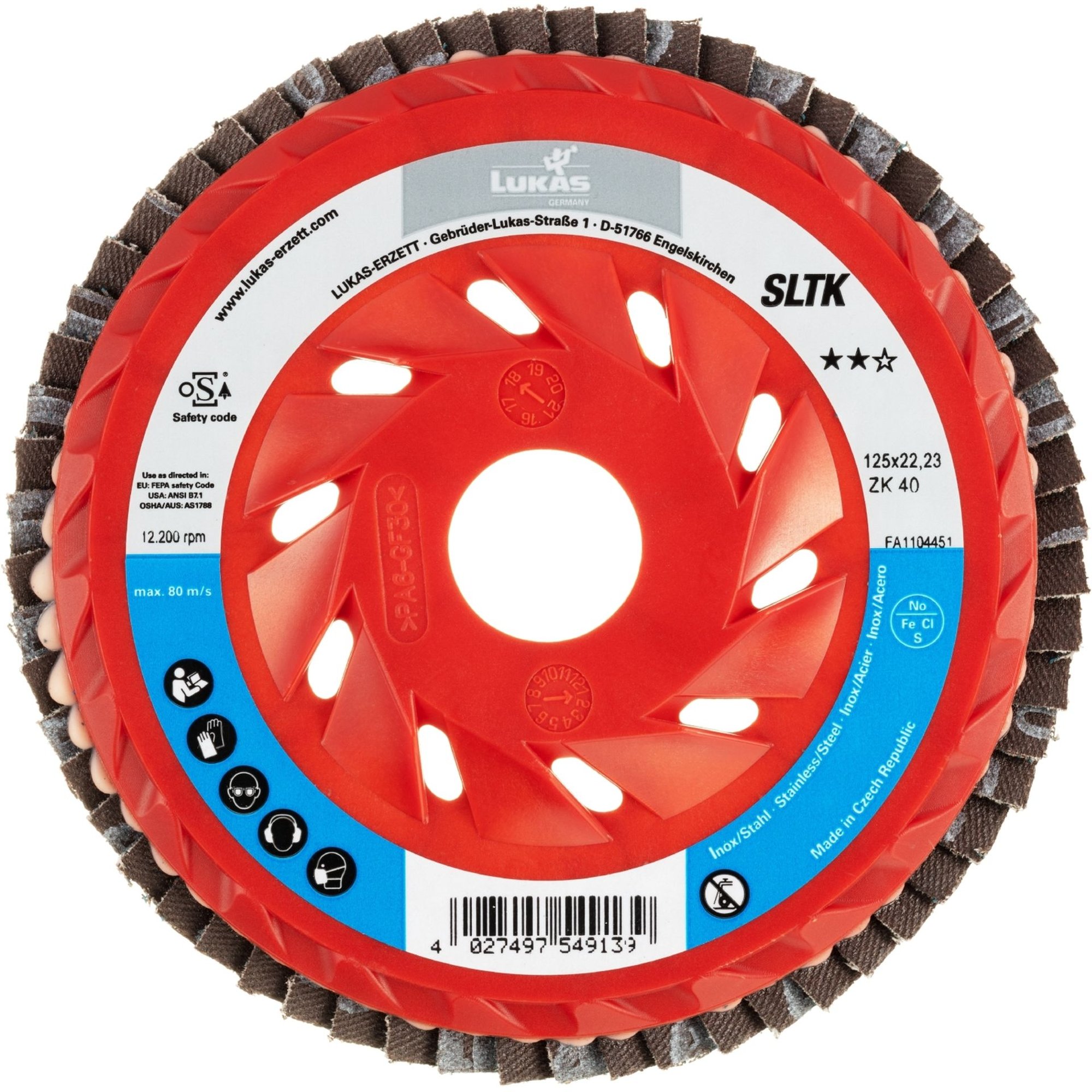 10x LUKAS Fächerscheibe Fächerscheiben Schleifscheibe SLTK Ø 125 mm Korn 60