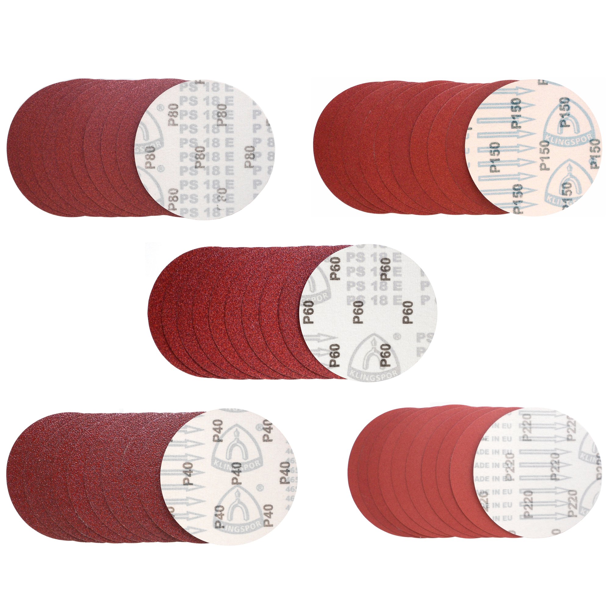 30er-Set Klingspor Schleifscheibe PS21FK + Kletthaftscheibe CS396Y | 150 mm