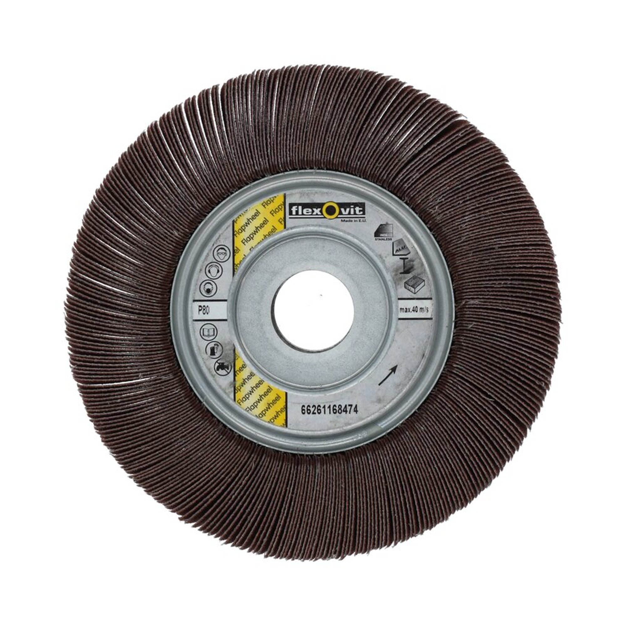 Lamellenschleifrad mit Flansch 150x50x25mm K80 Flexovit SPEEDOFLEX, robust und effizient