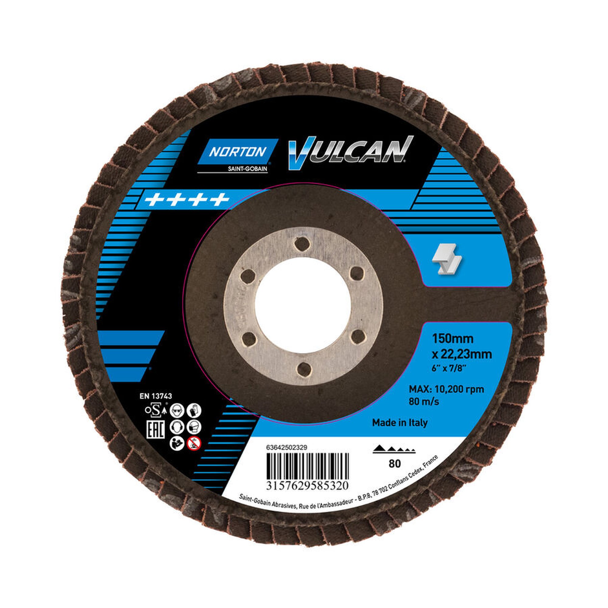 10 x Norton Fächerscheibe Schleifmopteller 150x22 R842 80 Vulcan, robust und effizient