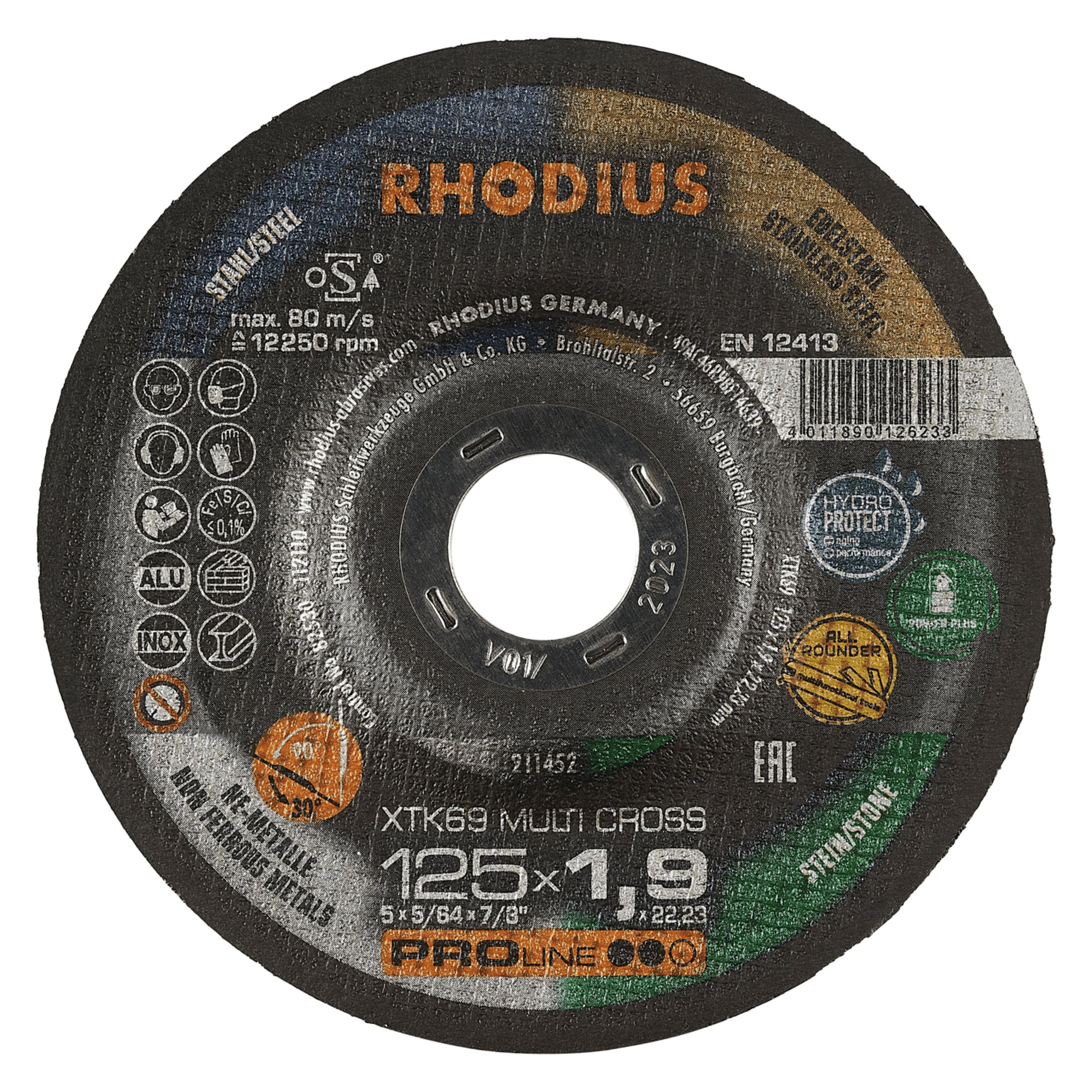 25 x RHODIUS Extradünne Trennscheibe XTK69 MULTI CROSS Ø 125 mm