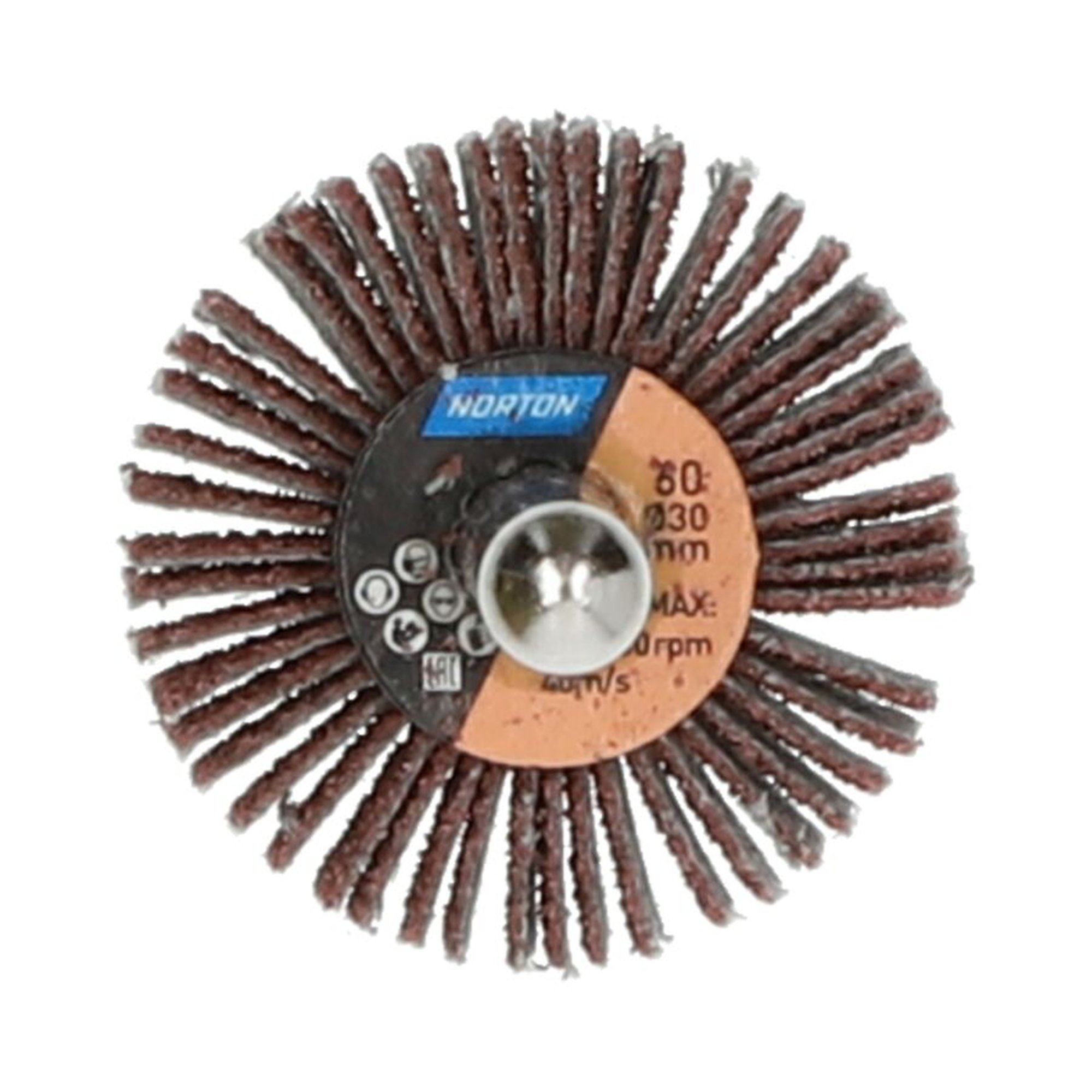 10 x Norton Fächerschleifer Schleifmop mit Schaft 30x10x6 R207 Korn 60