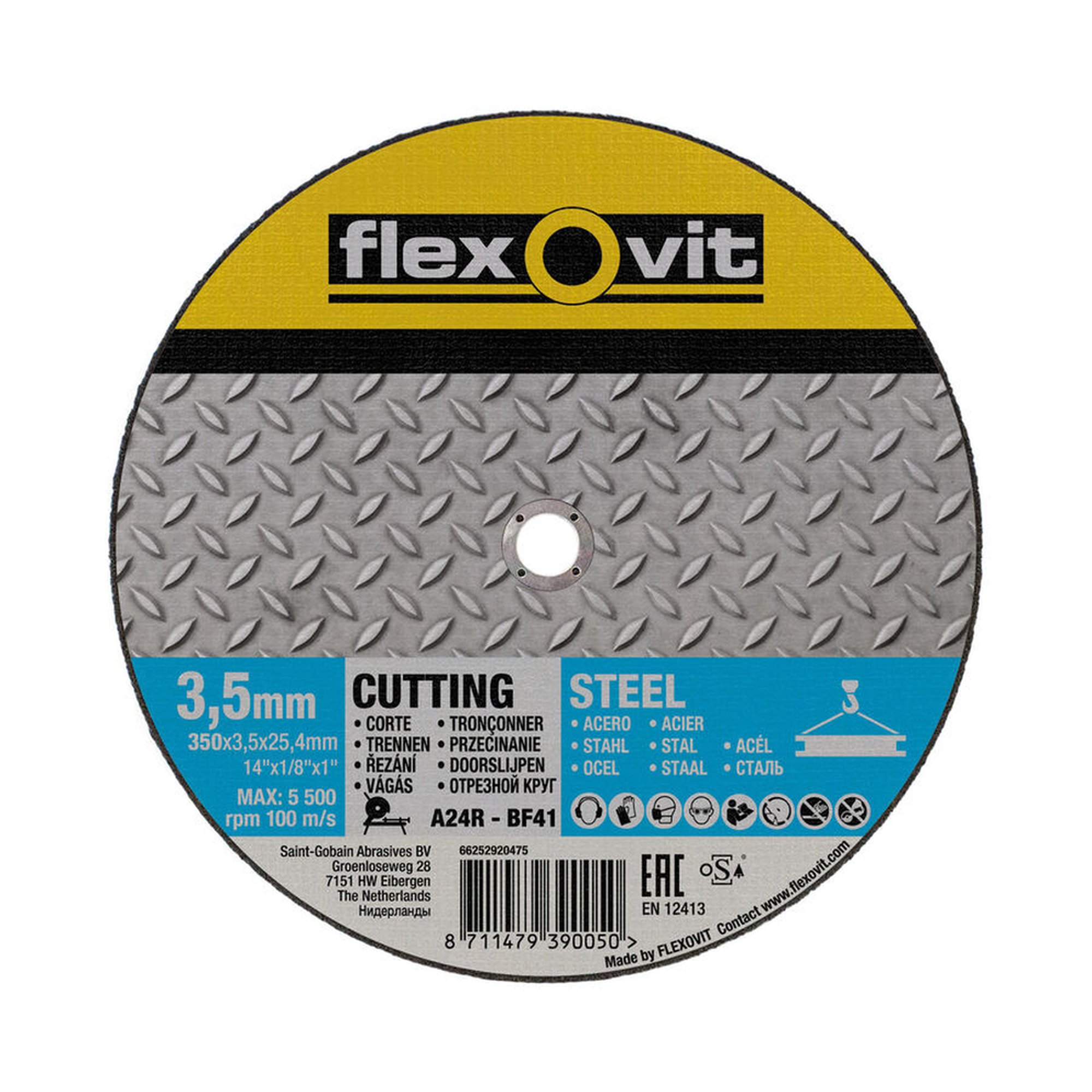 10 x Norton Trennscheibe für Metall Flexovit 350x3.5x25.4mm - Hochleistungsschnitt