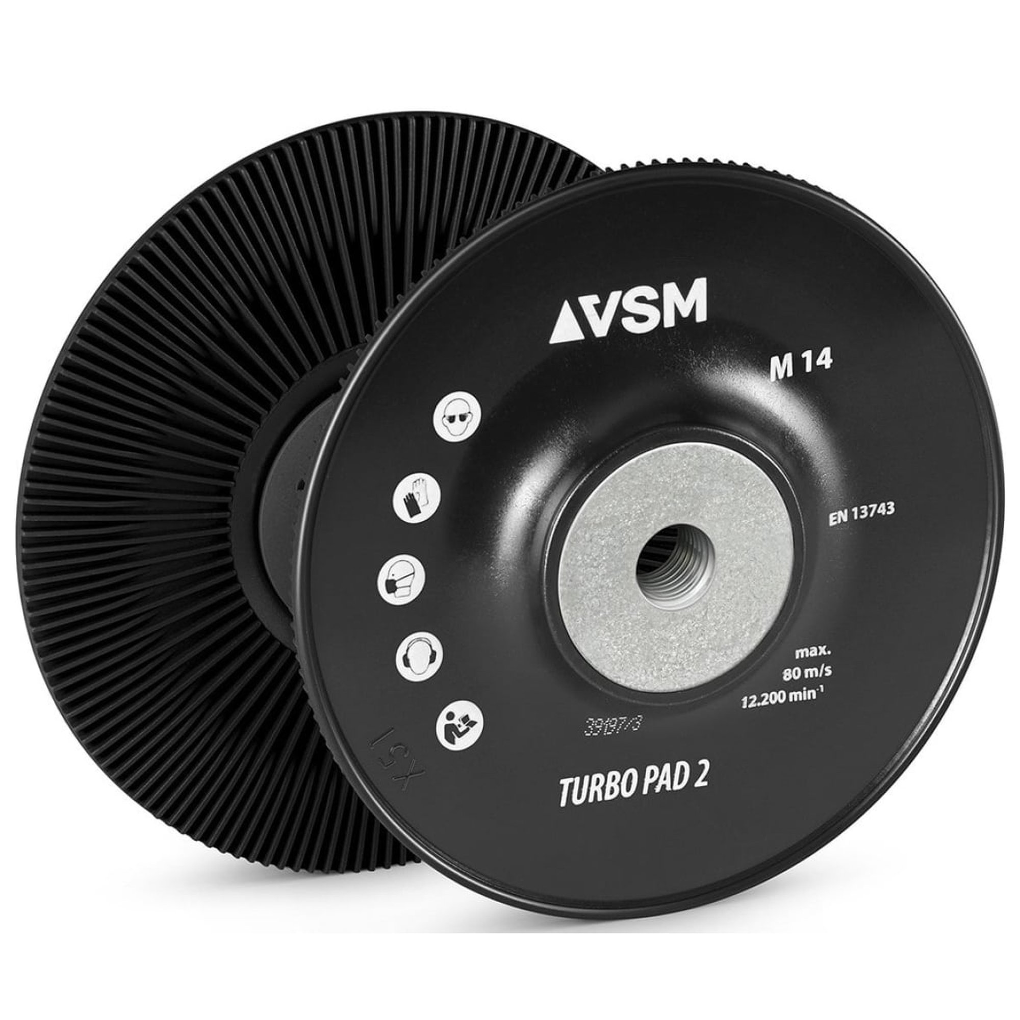 10 x VSM  Turbo Pad 2 Stützteller, hart, mit Kühlrippen, bombiert Ø 180 mm