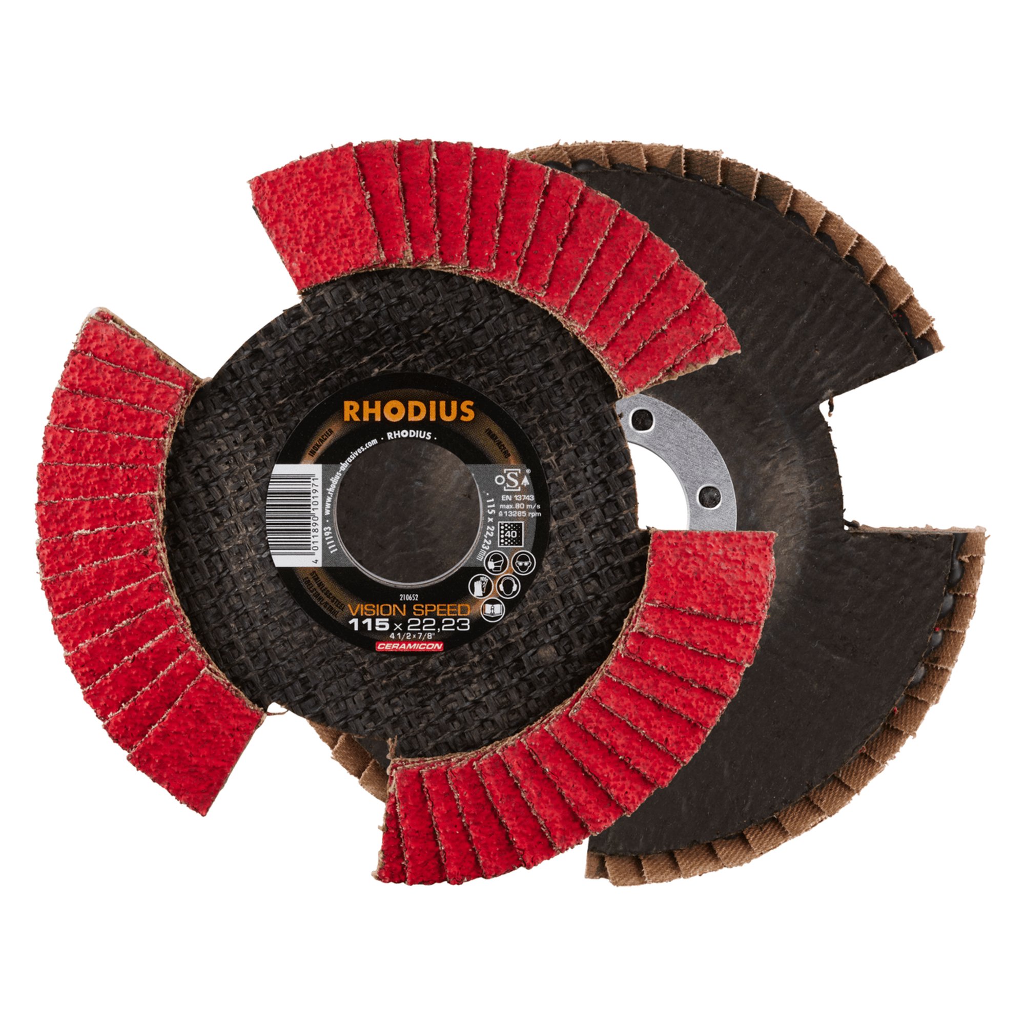 10 x RHODIUS Fächerschleifscheibe Fächerscheibe VISION SPEED Ø 115 mm Korn 40