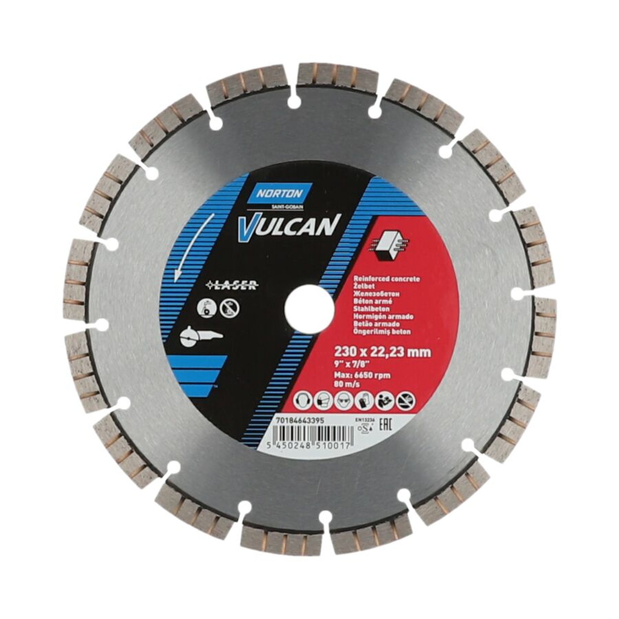 Norton Diamantscheibe Trennscheibe 230mm Vulcan Turbo Laser 10x2,6x22,23mm