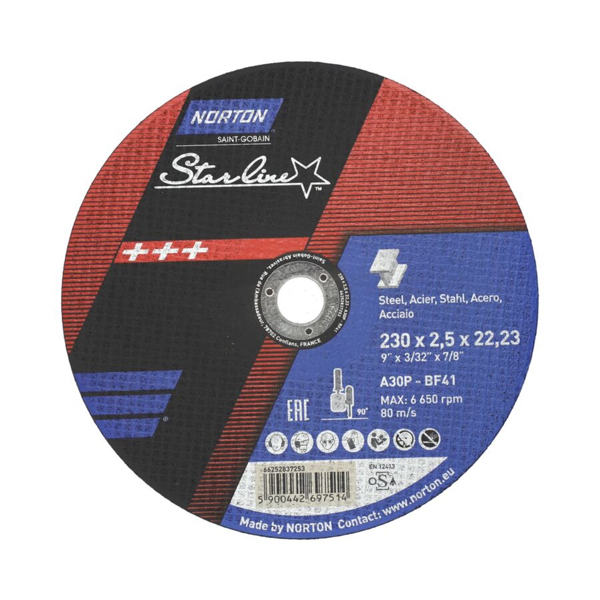 25 x Norton Trennscheibe für Metall/Inox STARLINE 230x2.5x22.23mm - 41 Stück