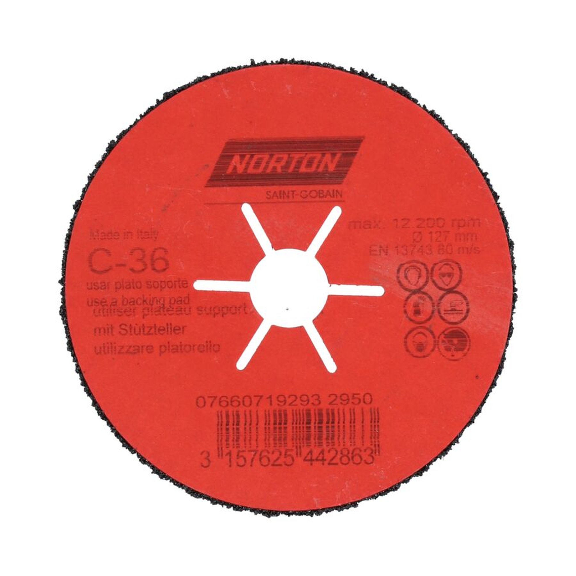 25 x Norton Clipper Schleifscheibe halbflexibel Ø125x22 mm P36 für effizientes Schleifen