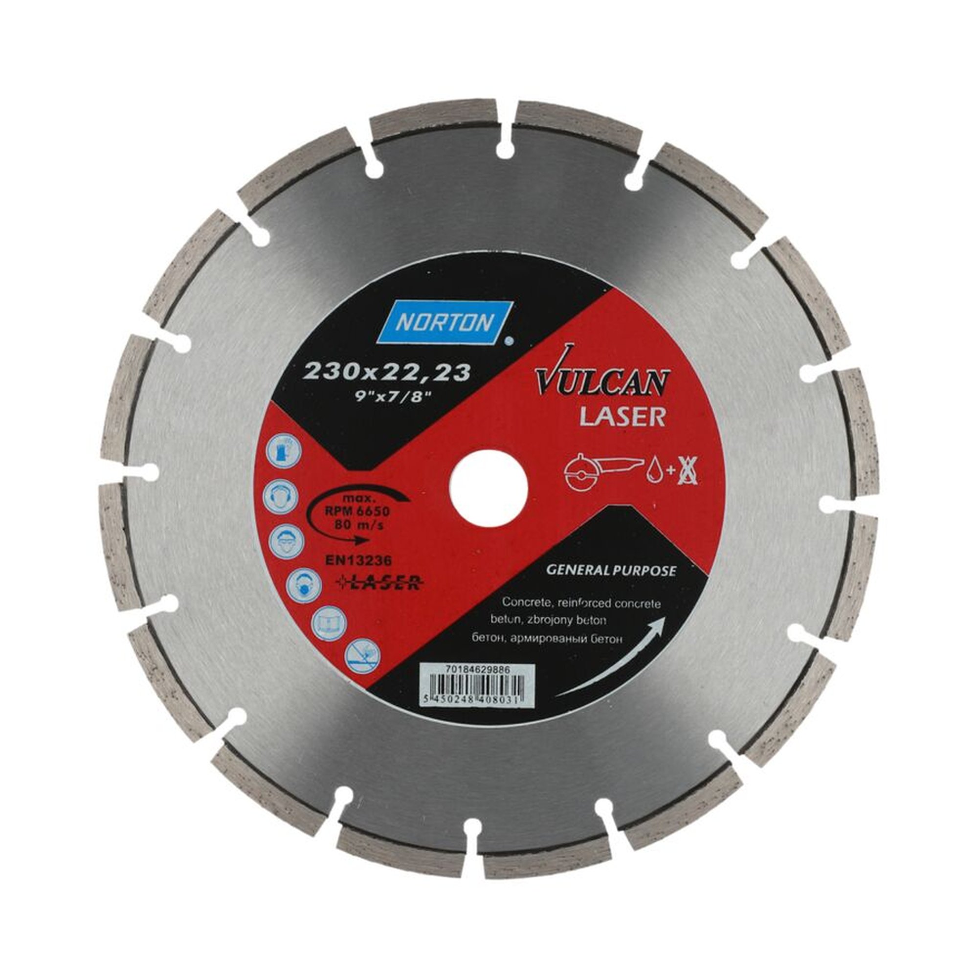 Norton Diamantscheibe Trennscheibe 230mm Vulcan Laser 7x2,5x22,23mm