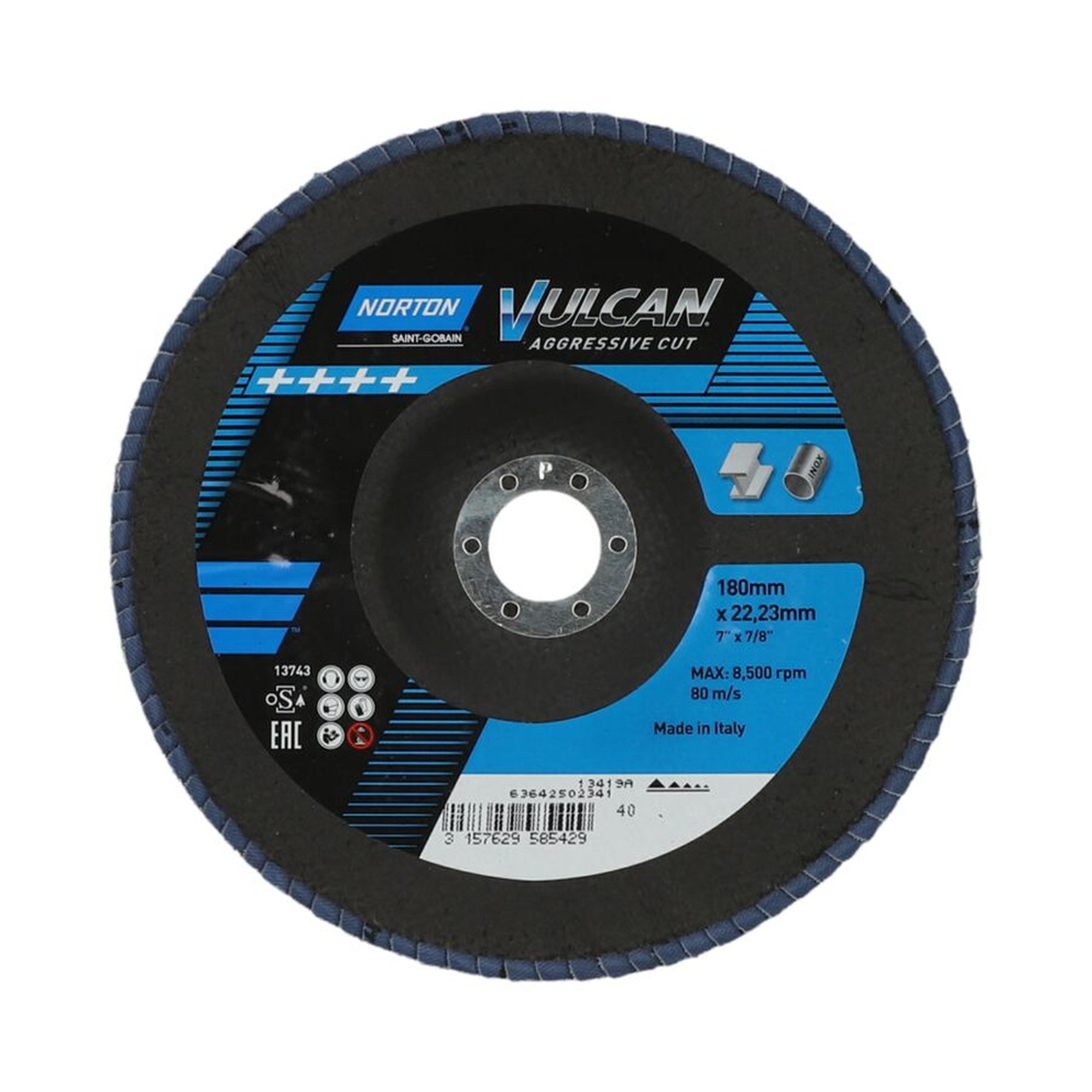 10 x Norton Fächerscheibe Schleifmopteller 180x22 R842 40 Vulcan für effizientes Schleifen