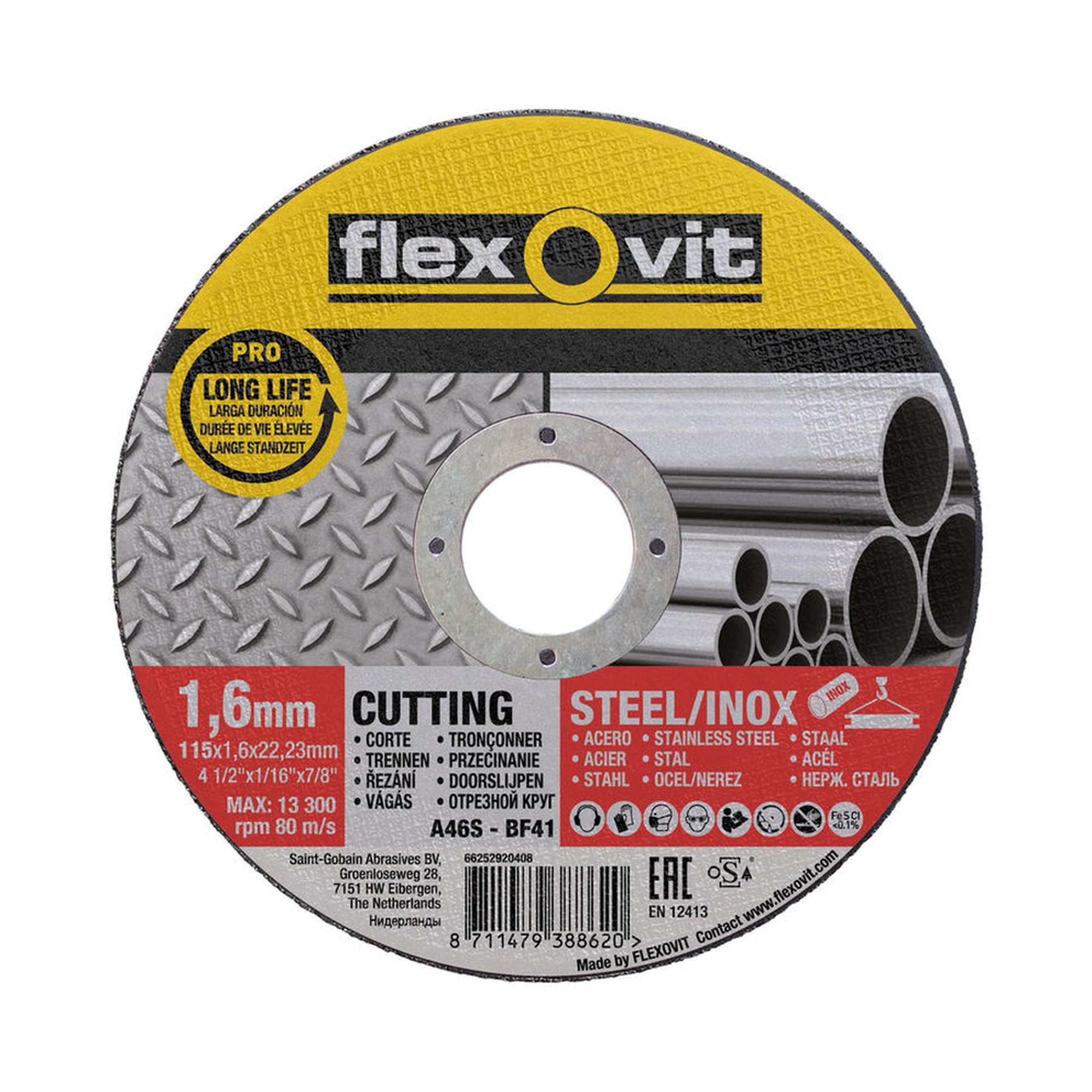 25 x Norton Trennscheibe Ultradünn Metall/Inox Flexovit 115x1.6x22.23mm