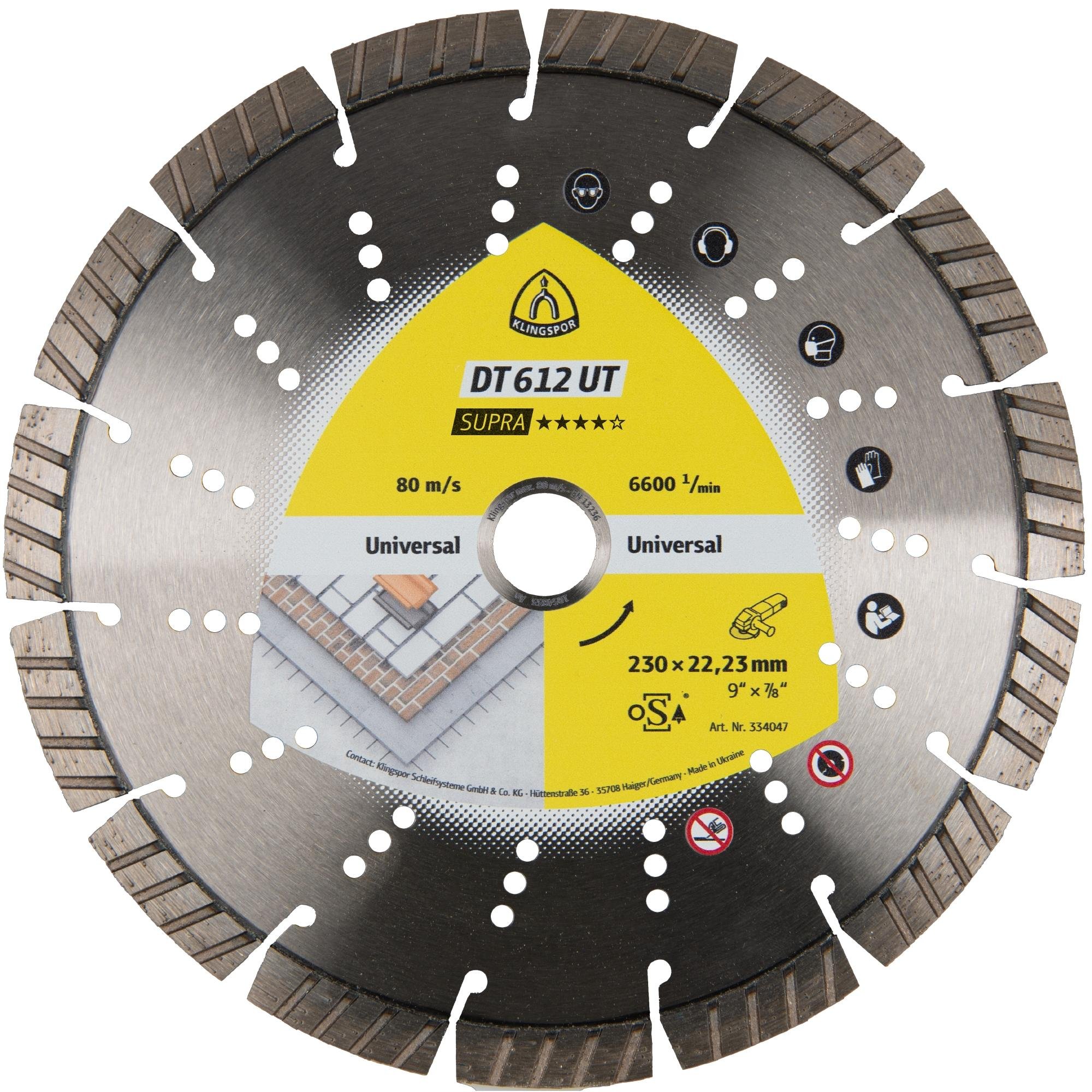 Klingspor DT 612 UT Diamanttrennscheiben, 115 x 2,4 x 22,23 mm 8 Segmente 33 x 2,4 x 12 mm, Standard Turbo