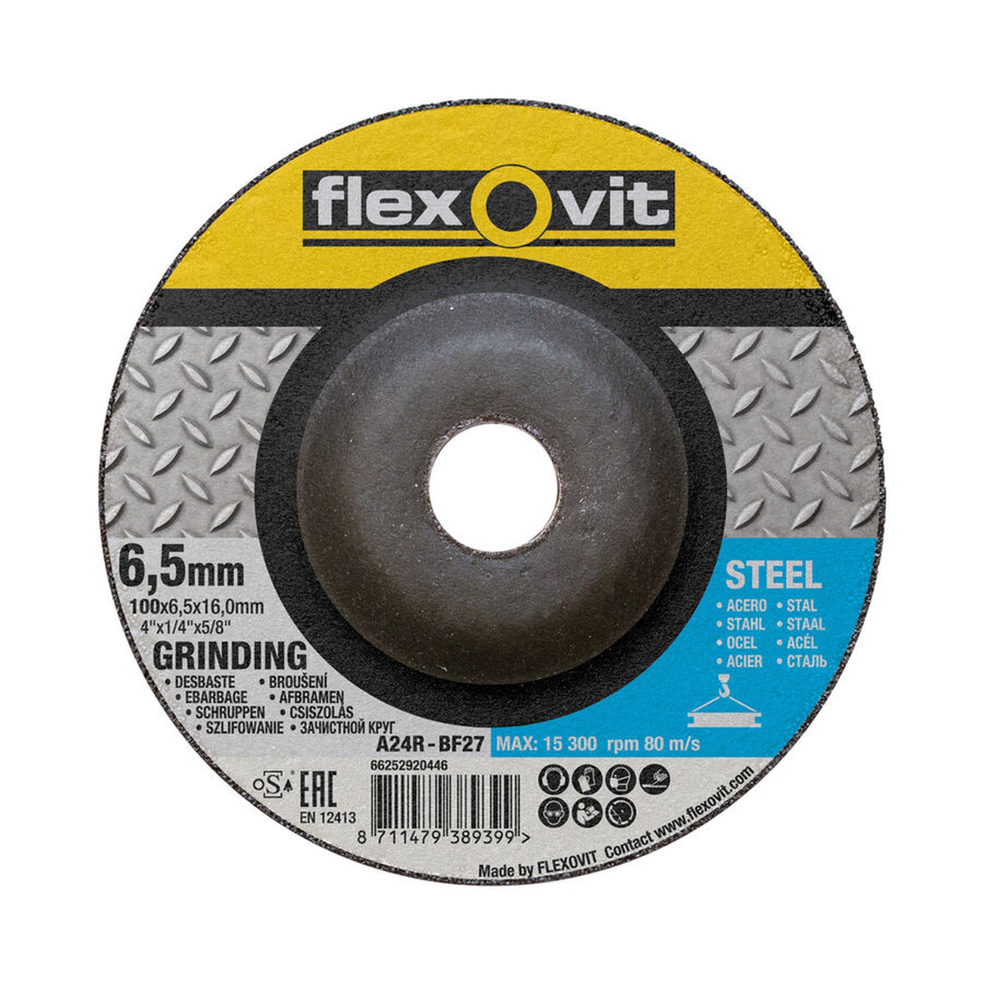 10 x Norton Gekröpfte Schruppscheibe für Metall Flexovit 100x6.5x16mm